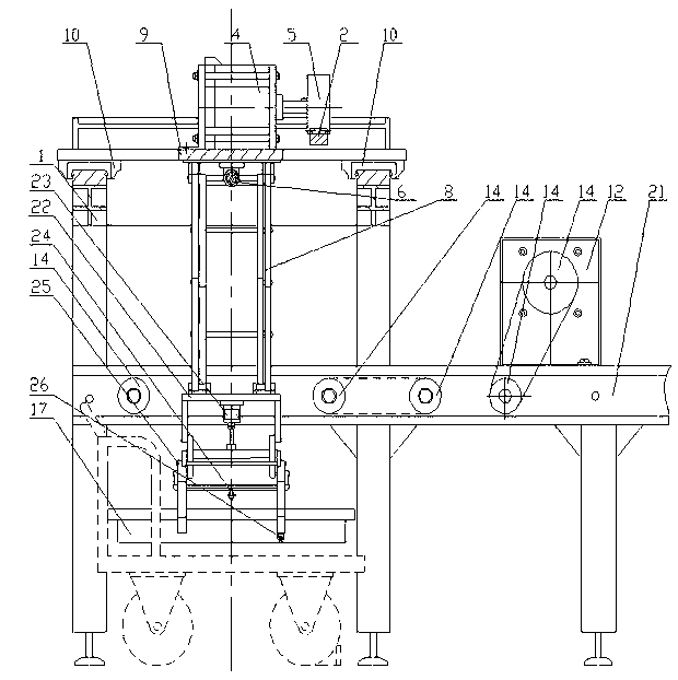 Automatic stacking device of rice seedling raising and sowing plates