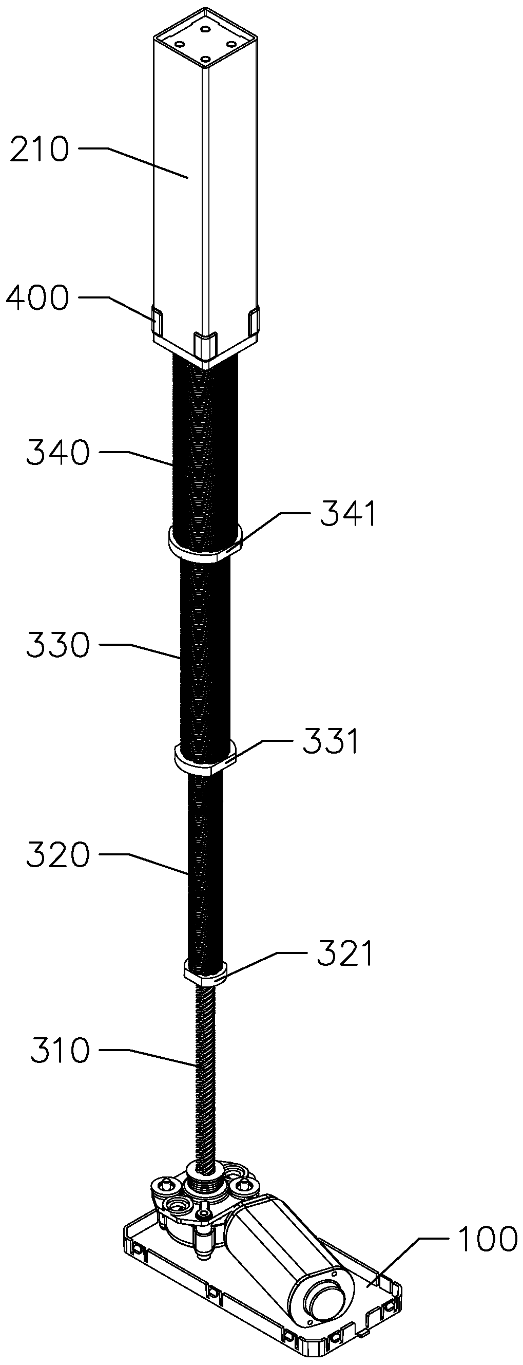 Lifting stand column with small installation distance