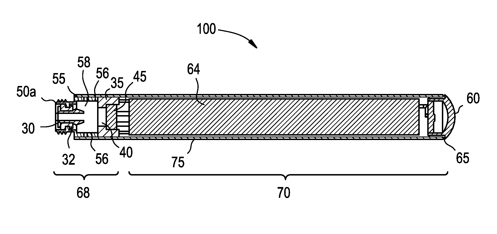 Power supply section configuration for an electronic vaping device and electronic vaping device