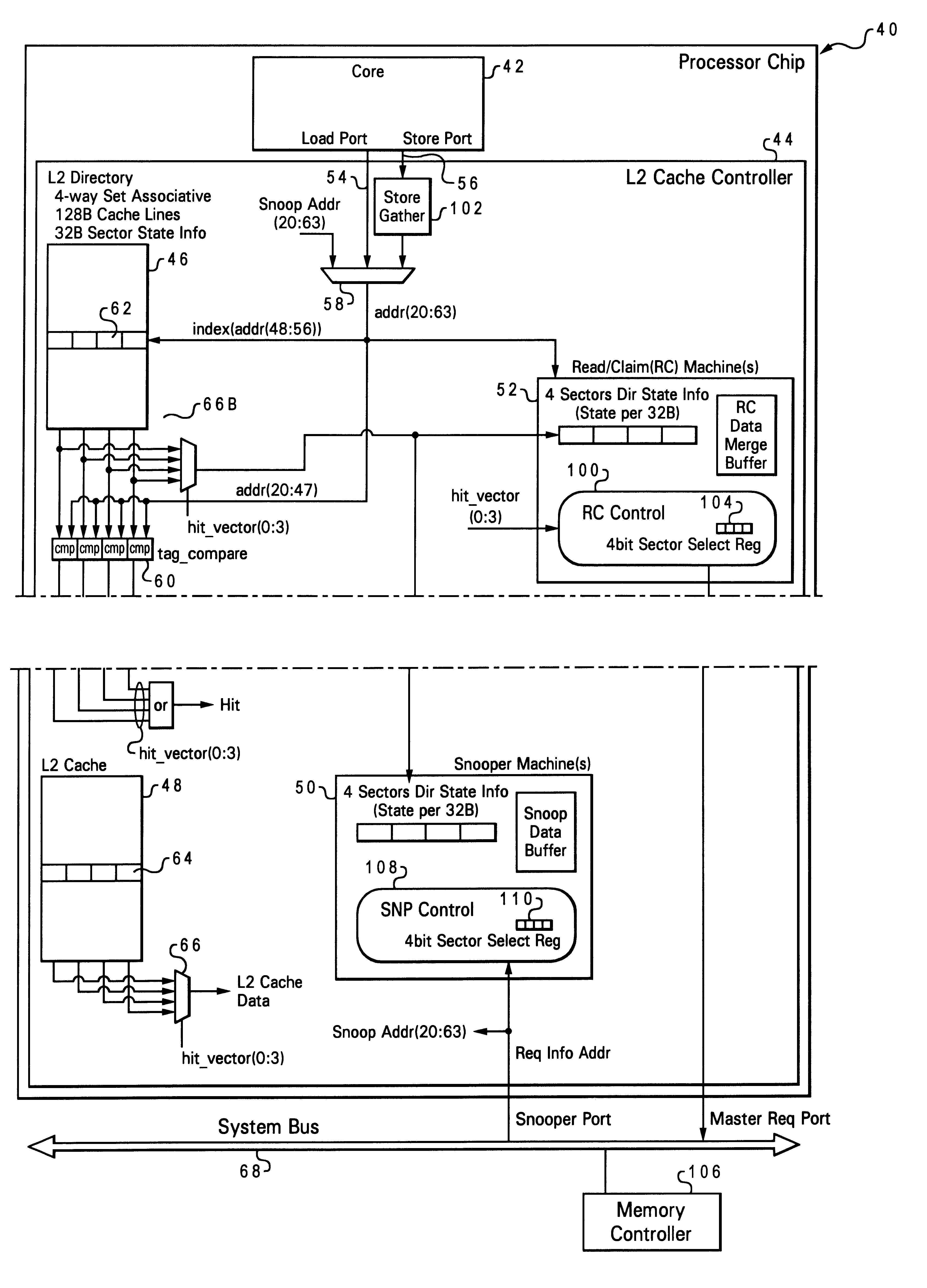 Multiprocessor computer system with sectored cache line mechanism for cache intervention