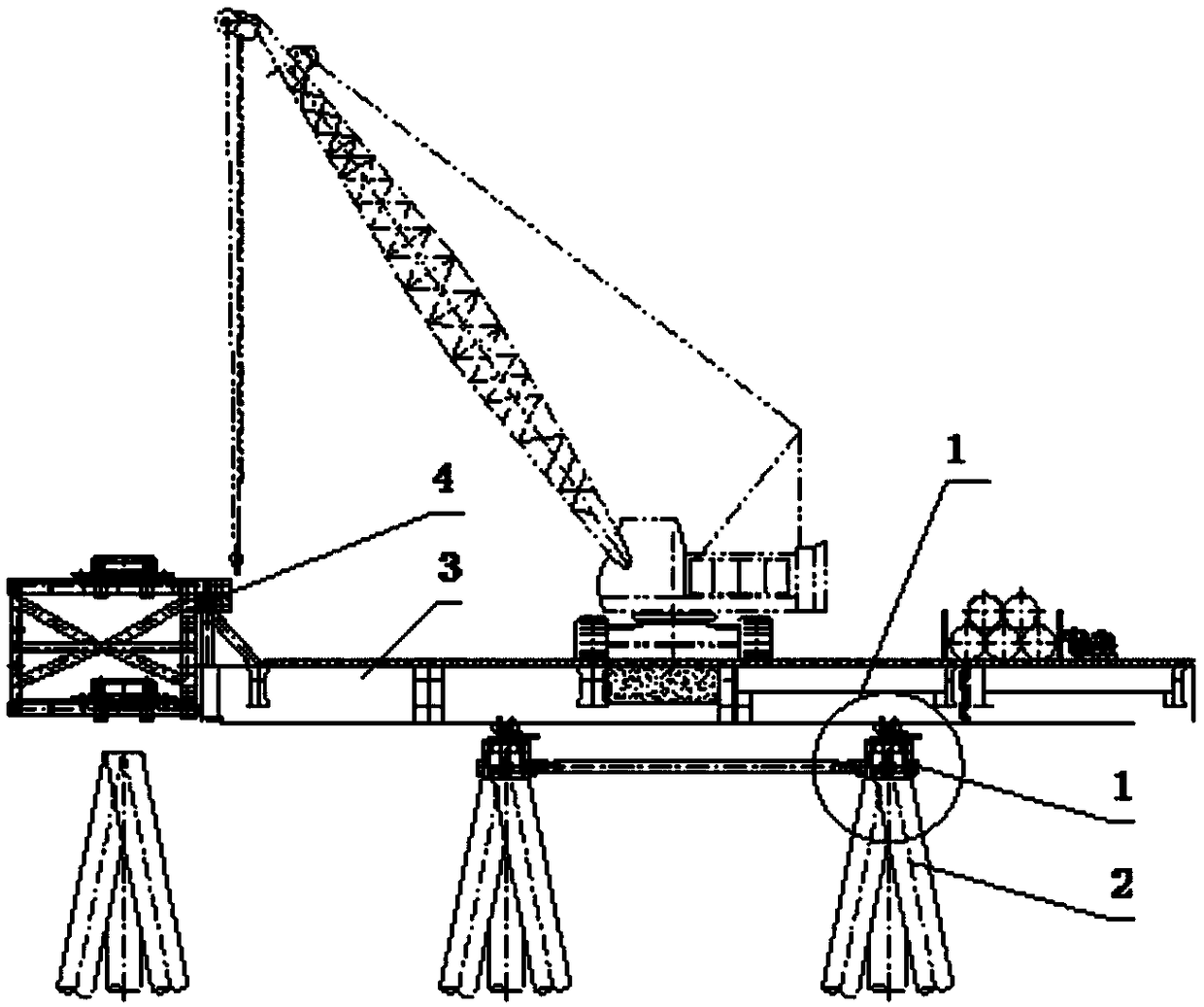 Wharf integrated construction system and method based on pile top pushing platform