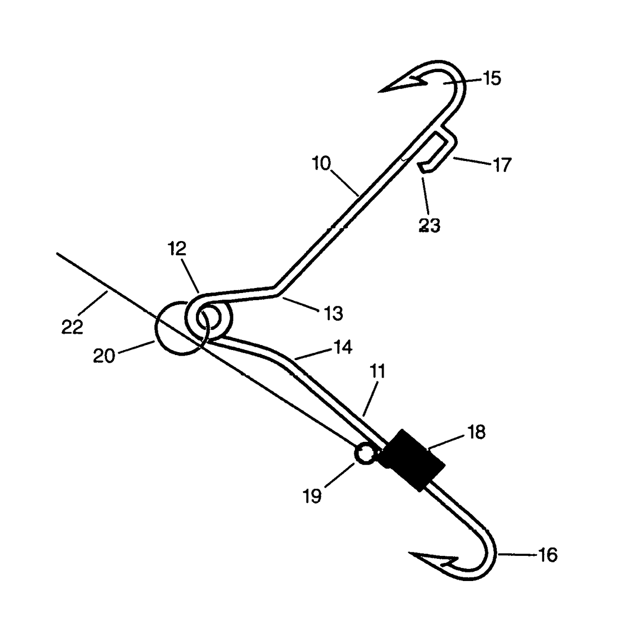 Torsion spring fish hook