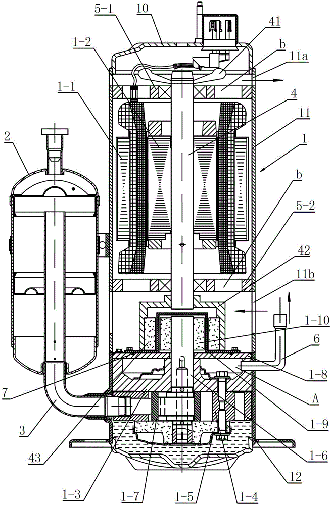 Rotary compressor with compression pump separated from motor