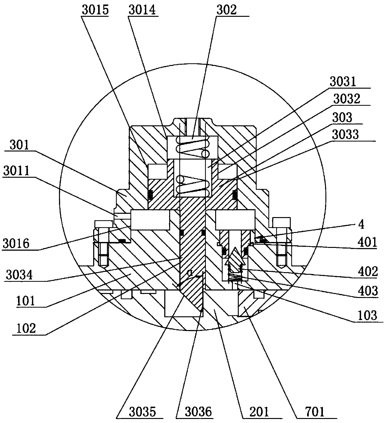 A double-acting double-rod mechanical locking cylinder with initial and final positions