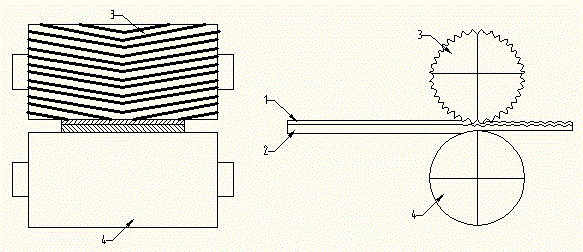 Method utilizing herringbone ripple roller to roll composite plate strip
