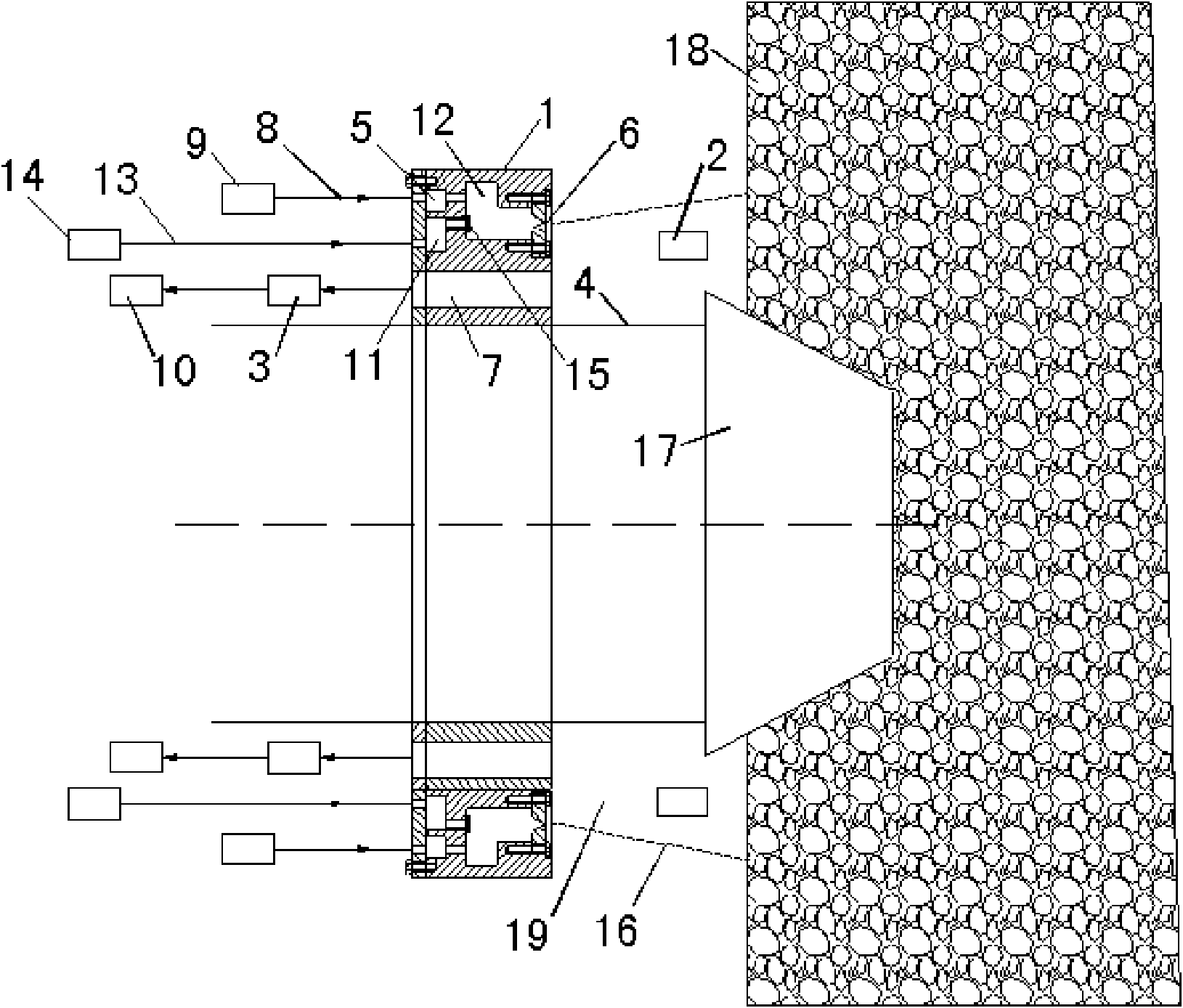 Dust removing method and device of cantilever-type comprehensive mechanized development machine