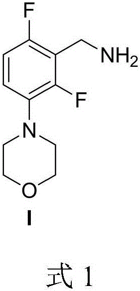 Medicine intermediate 2,6-difluoro-3-morpholinophenyl methylamine and preparation method thereof