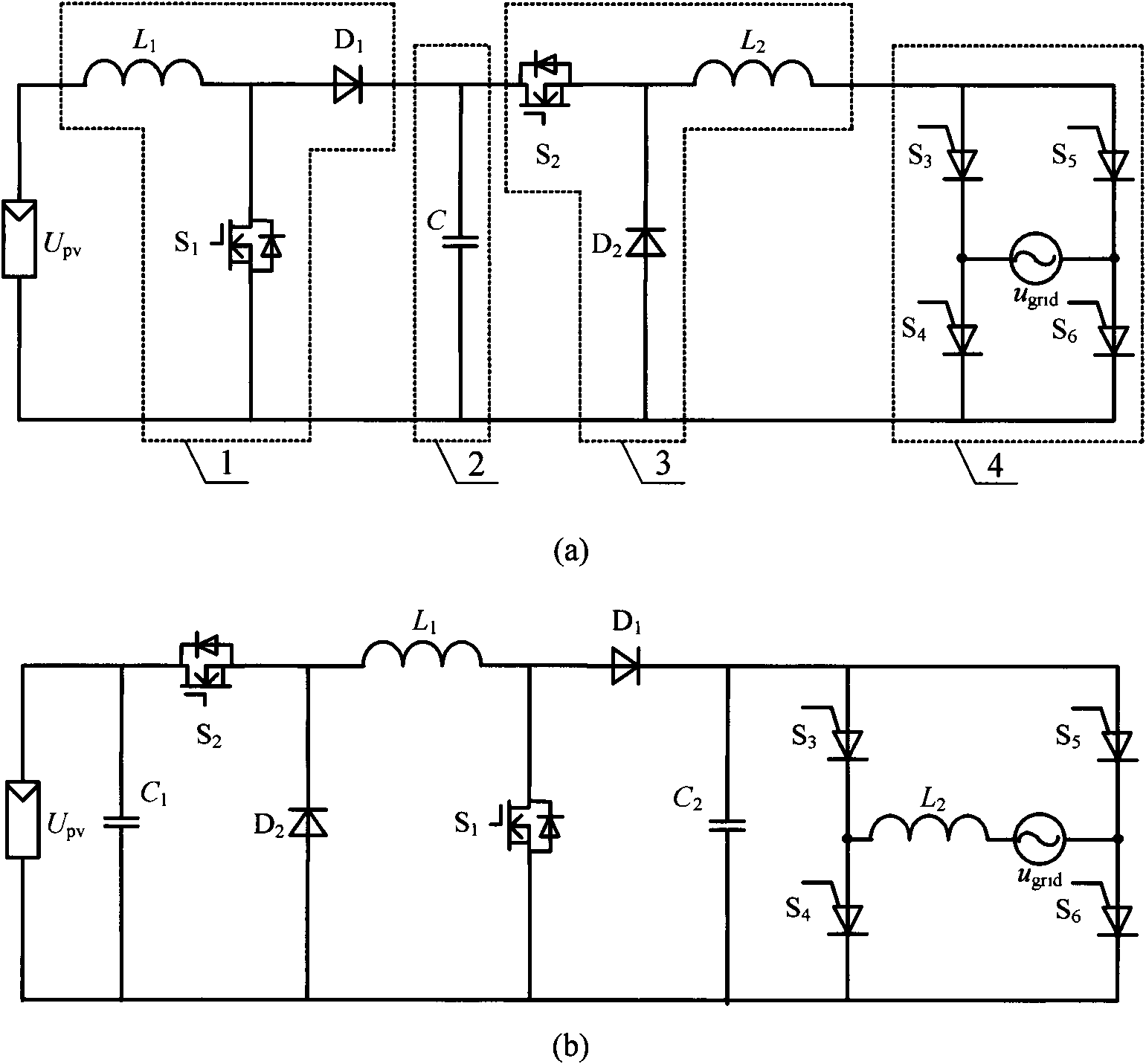 Photovoltaic grid-connected inverter of Boost and Buck cascade and control method thereof