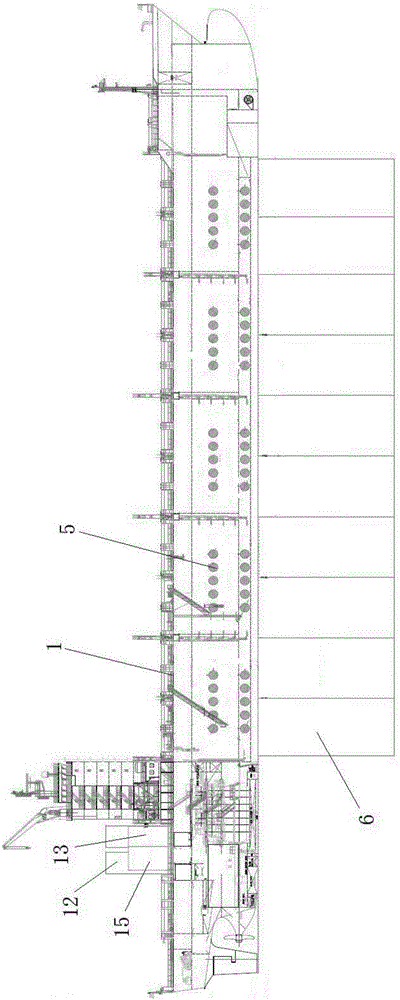 Semi-submersible type offshore aquaculture facility modified based on container freighter