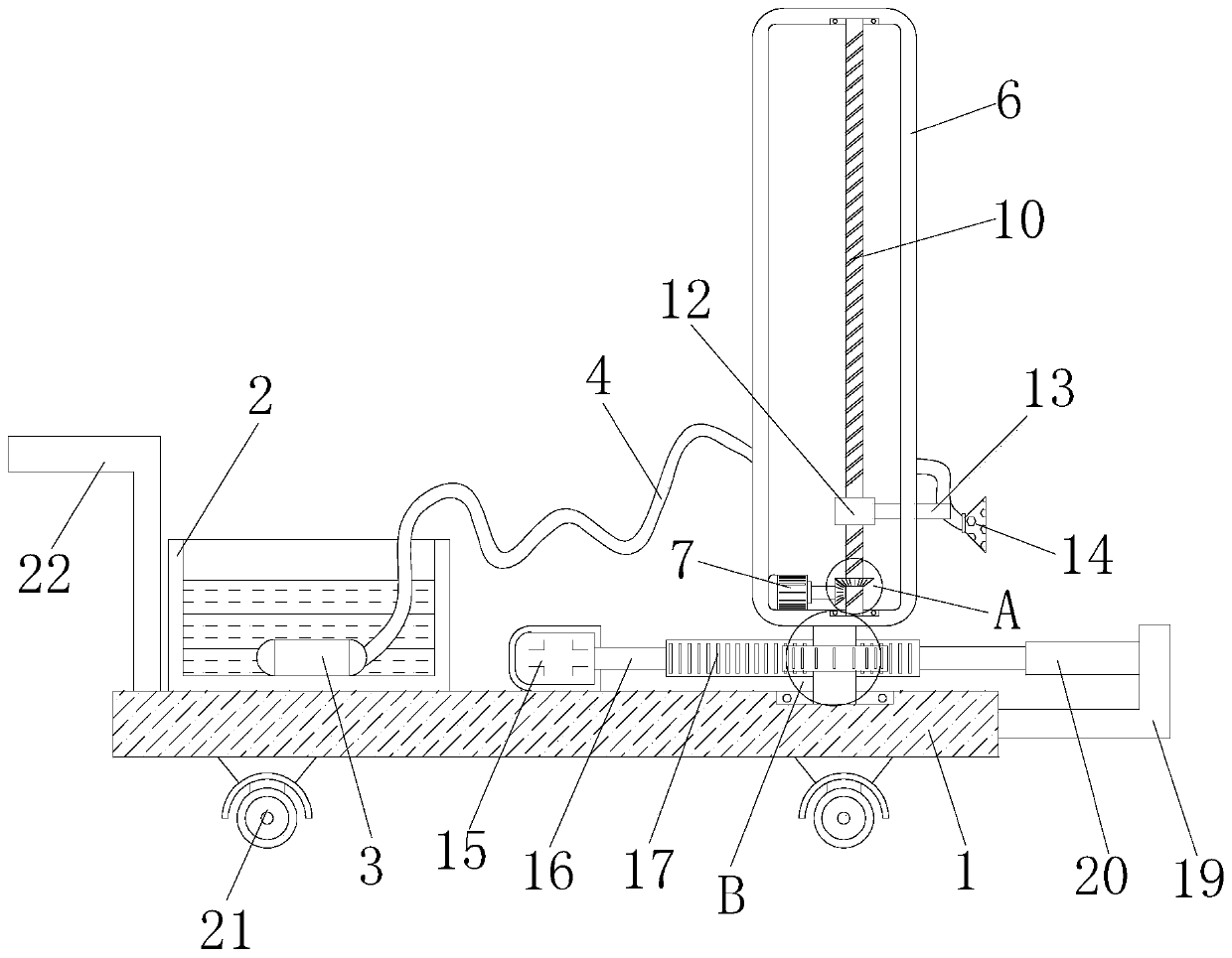 Irrigation device for planting industry