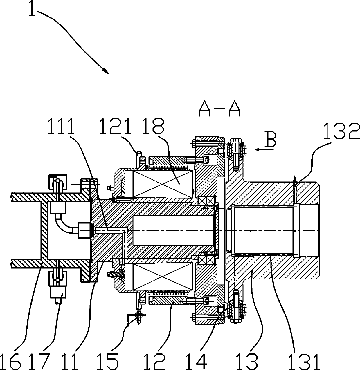 Clutch for fracturing device and control method