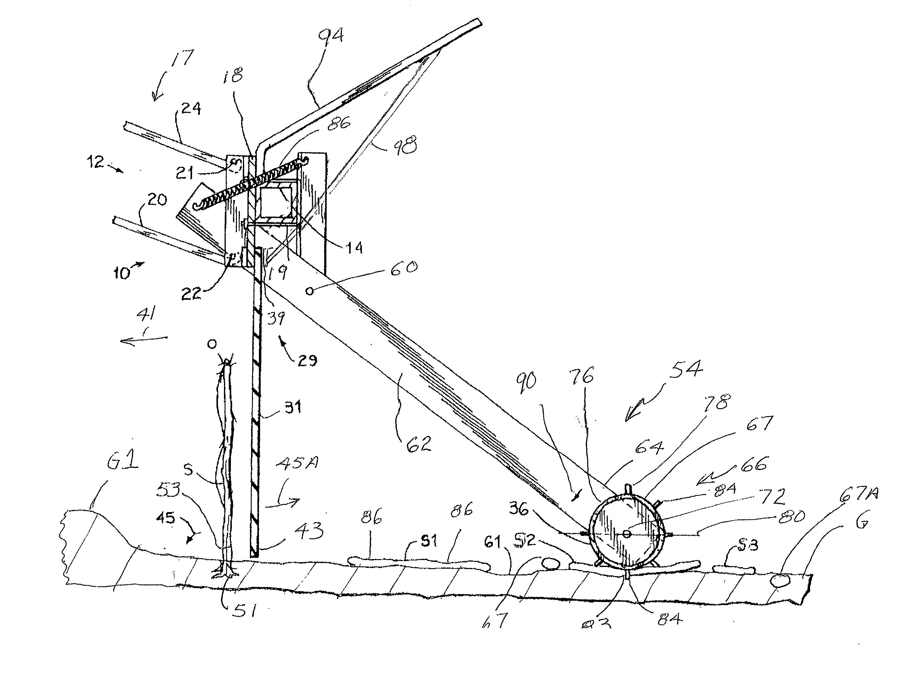 Apparatus and method for knocking down and crushing farm crop residue