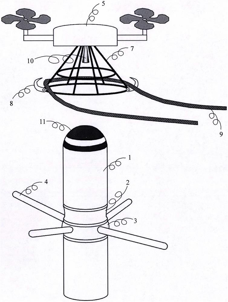 An automatic rope erection system between tall buildings