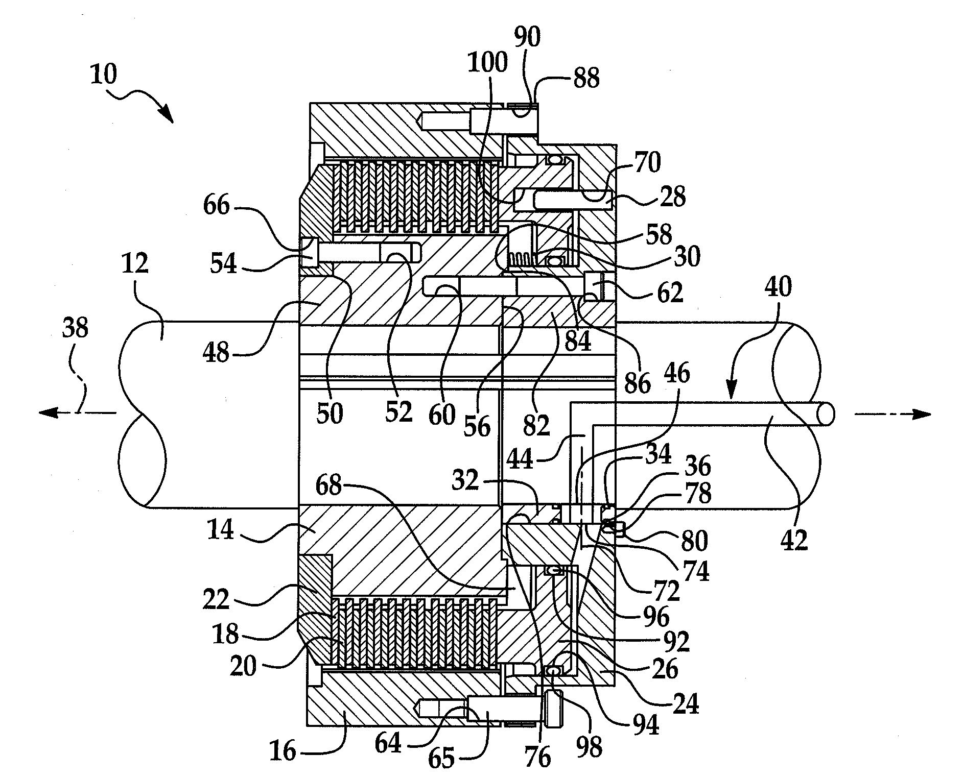 Rotational coupling device with sealed key