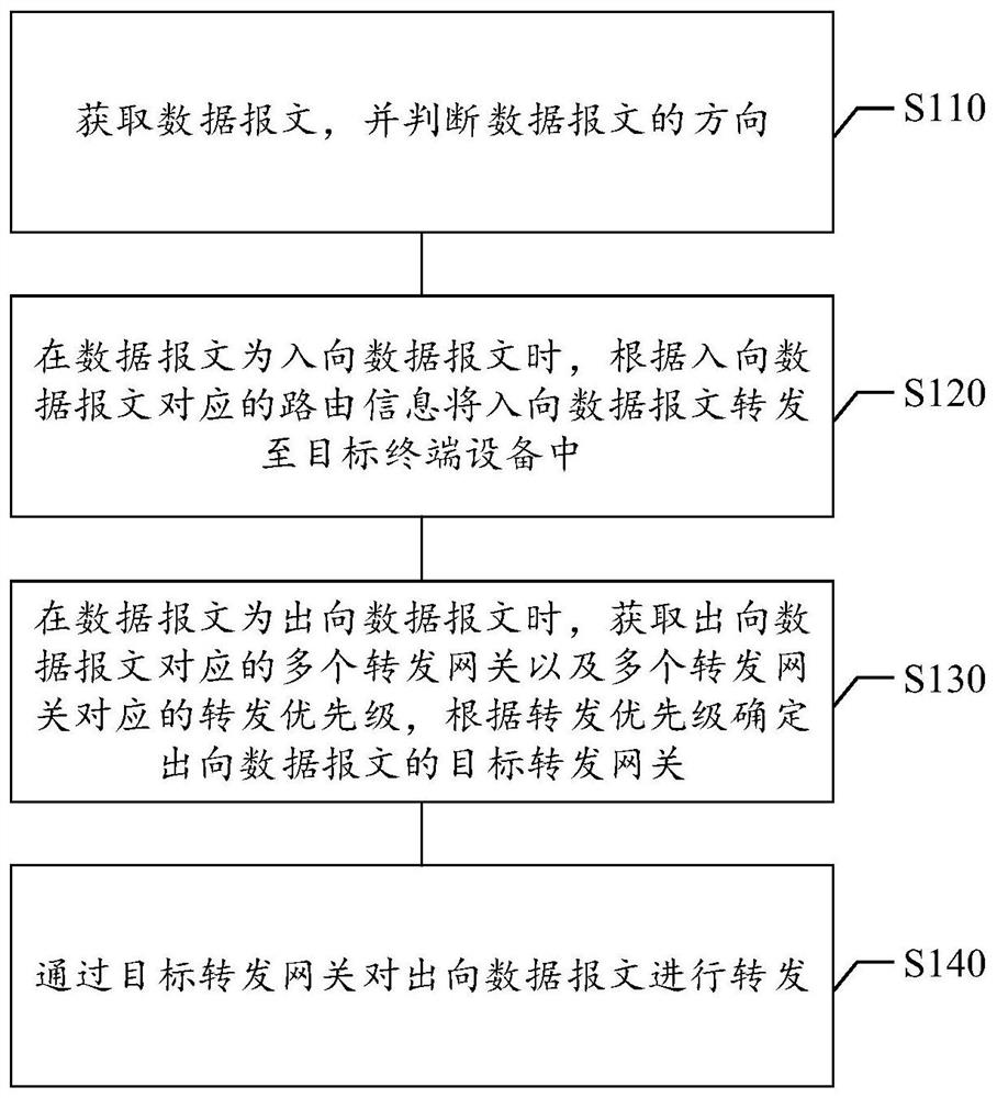 Data message forwarding method and device, storage medium and electronic equipment