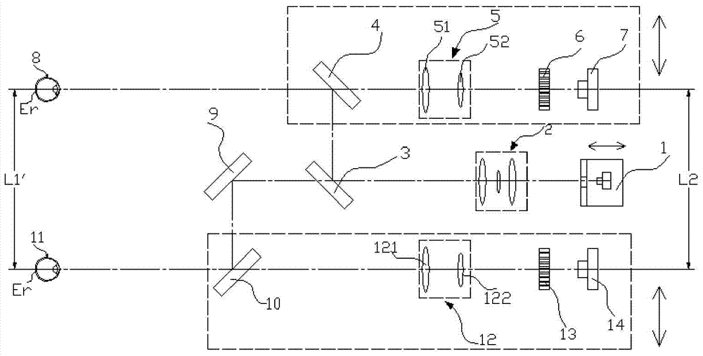 A binocular optometry device