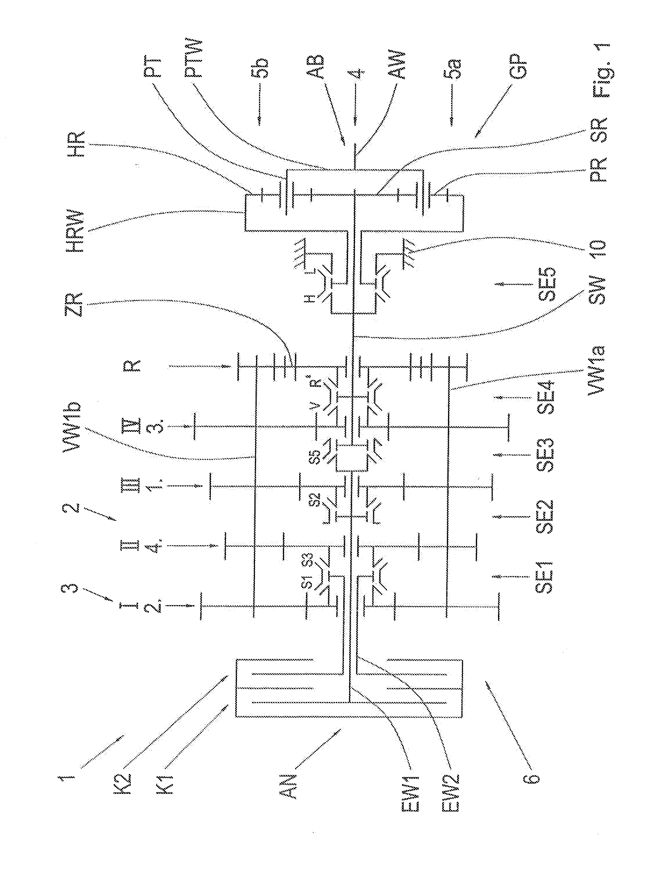 Transmission for vehicle and method for operation of a transmission