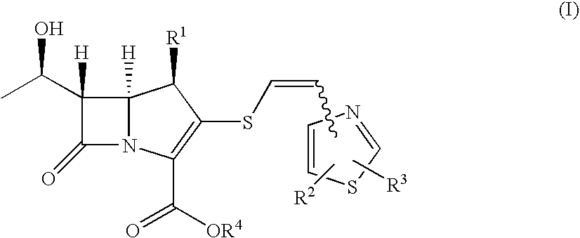 2-thioethenyl substituted carbapenem derivatives