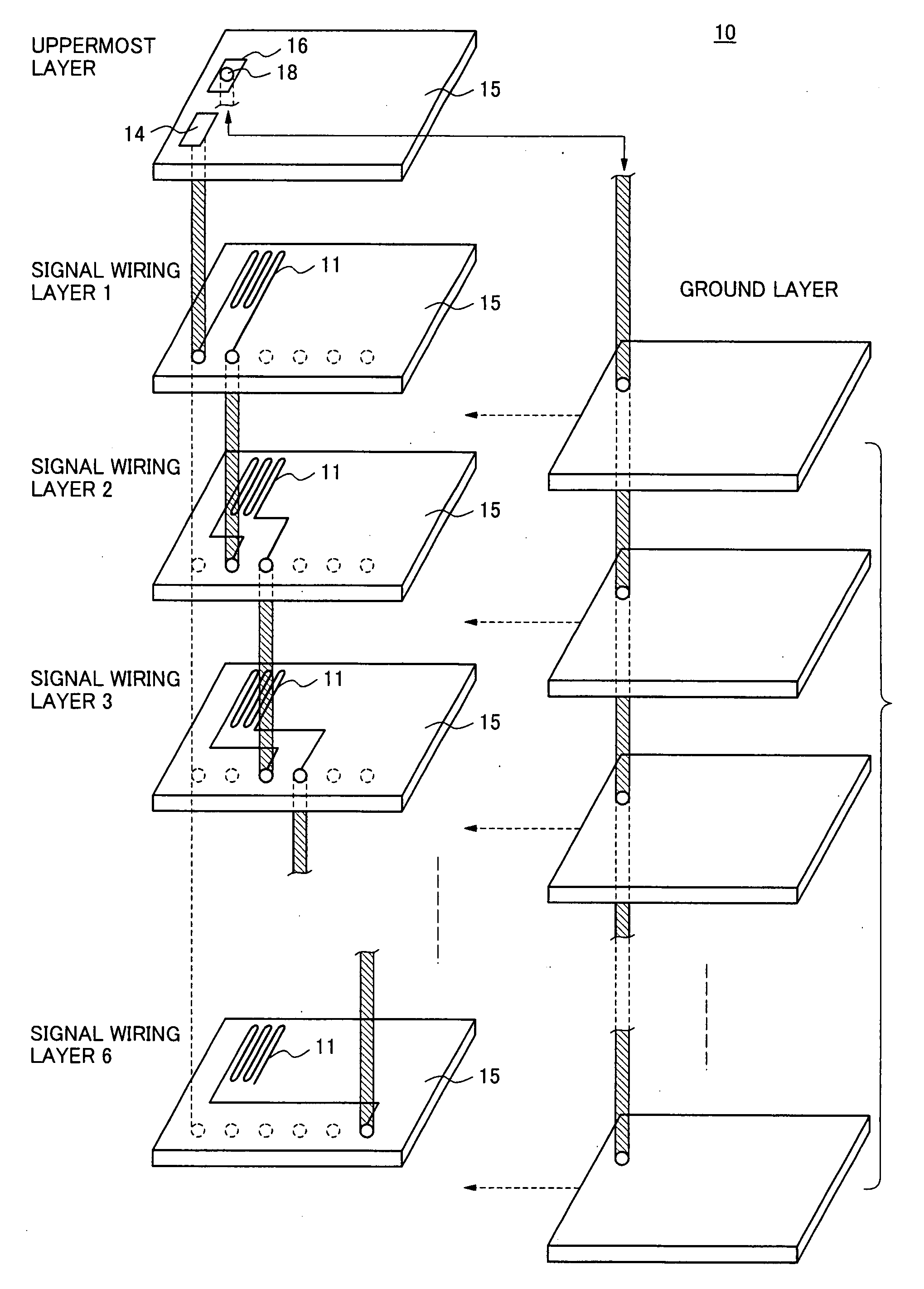 Multilayer printed wiring board and method of measuring characteristic impedance