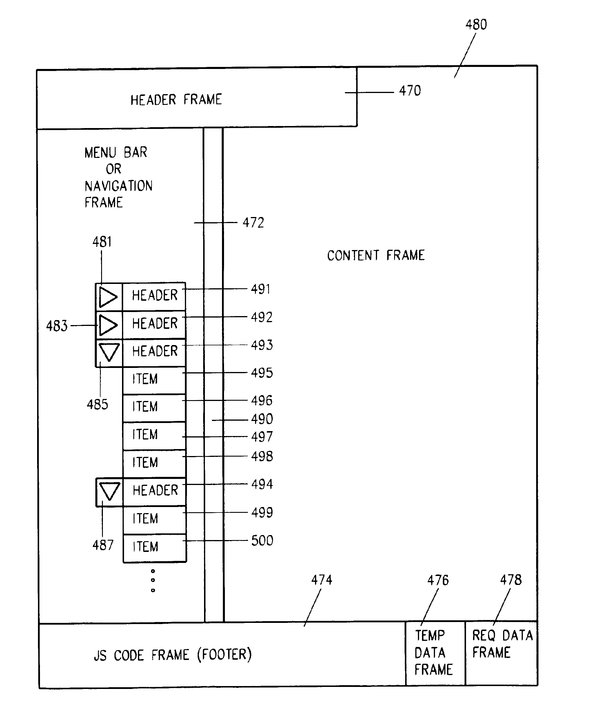 System and method for providing an application navigator client menu side bar