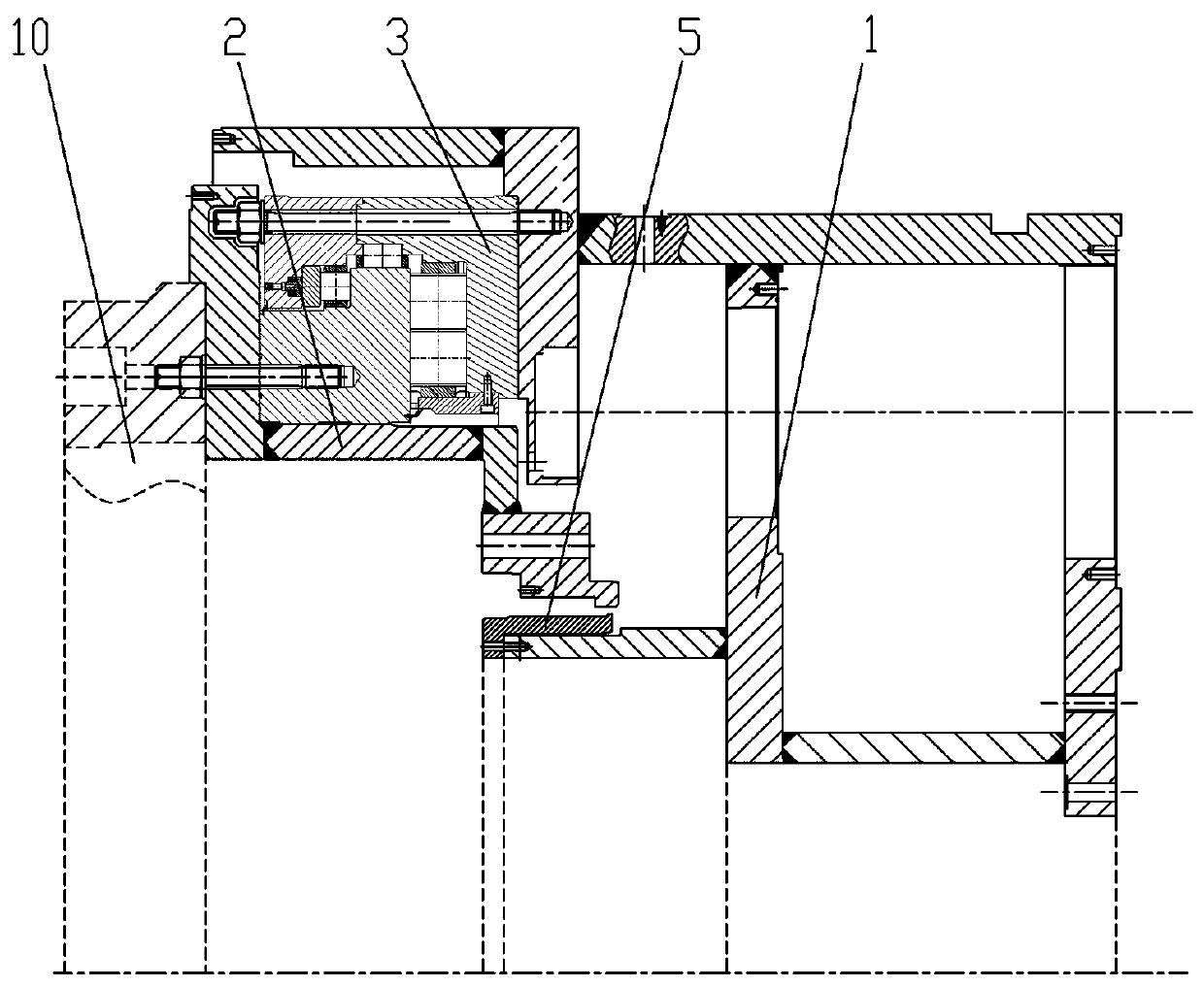 In-burrow mounting tool for inner wear-proof casing of main driver of hard rock tunneling machine