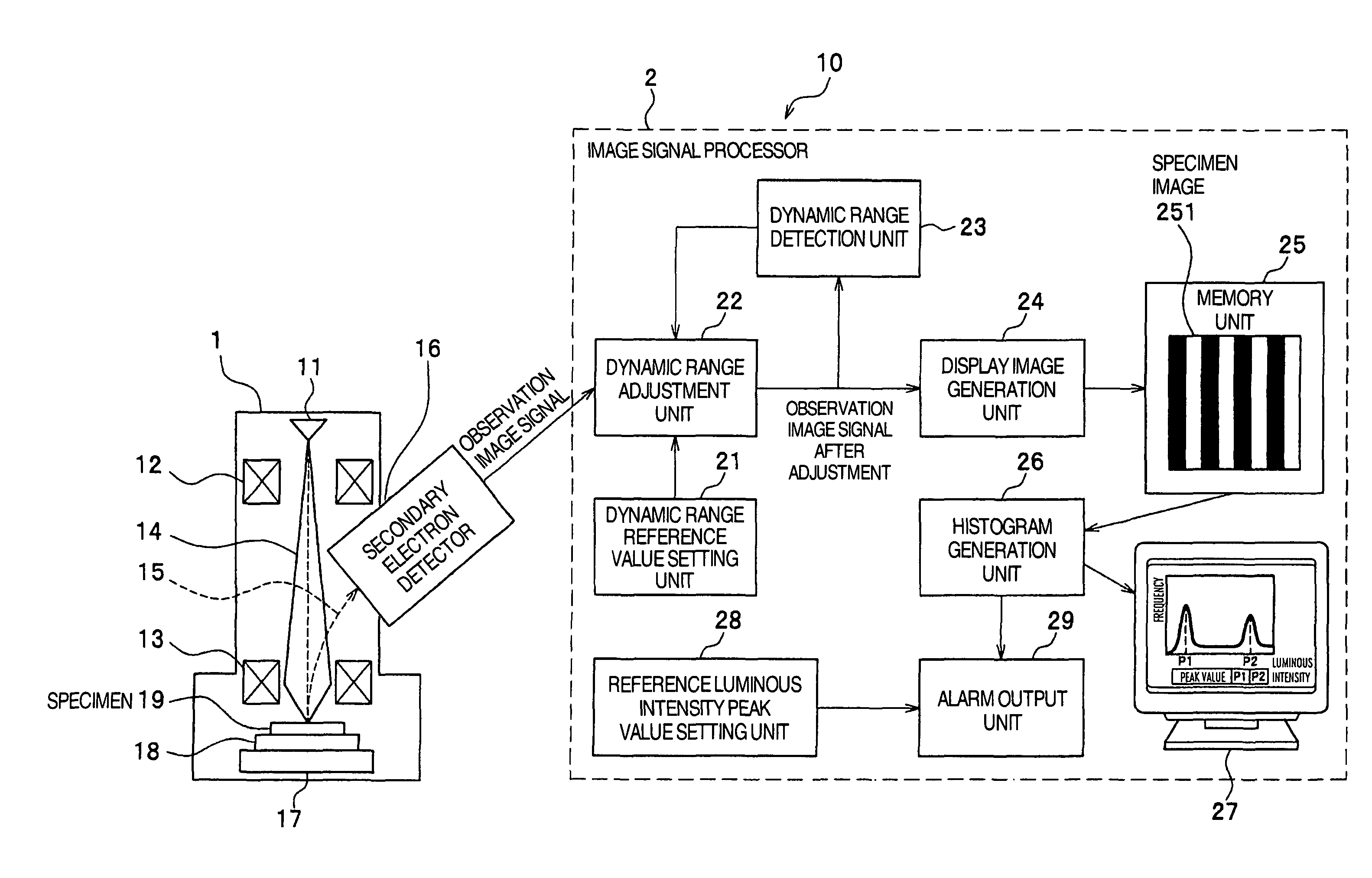Scanning electron microscope and image signal processing method