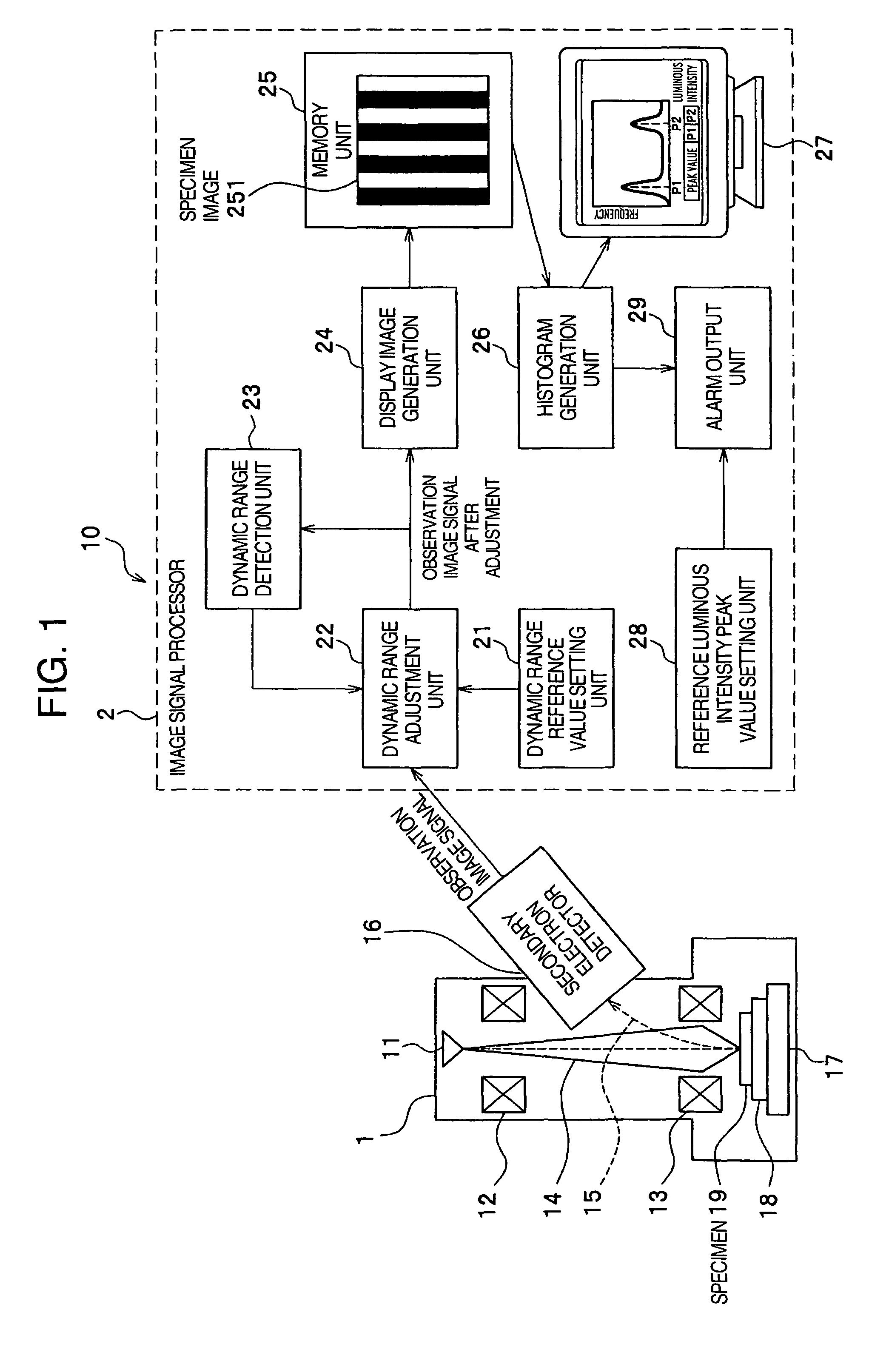 Scanning electron microscope and image signal processing method