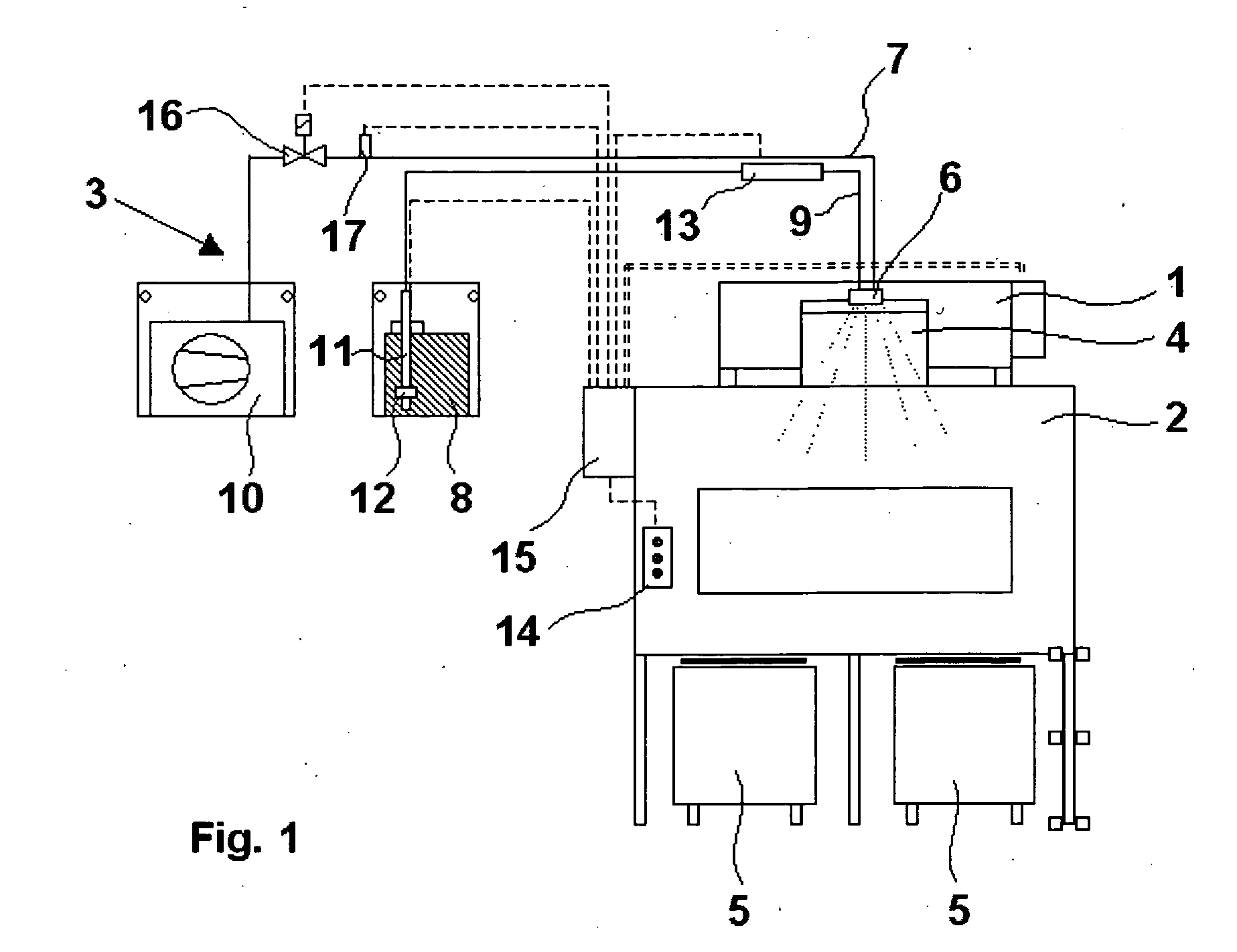 Device and method for disinfection of ice machines, ice silos and/or chutes for transport of ice
