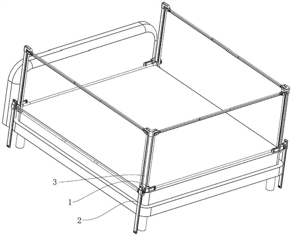 Adjustable bed guardrail supporting structure