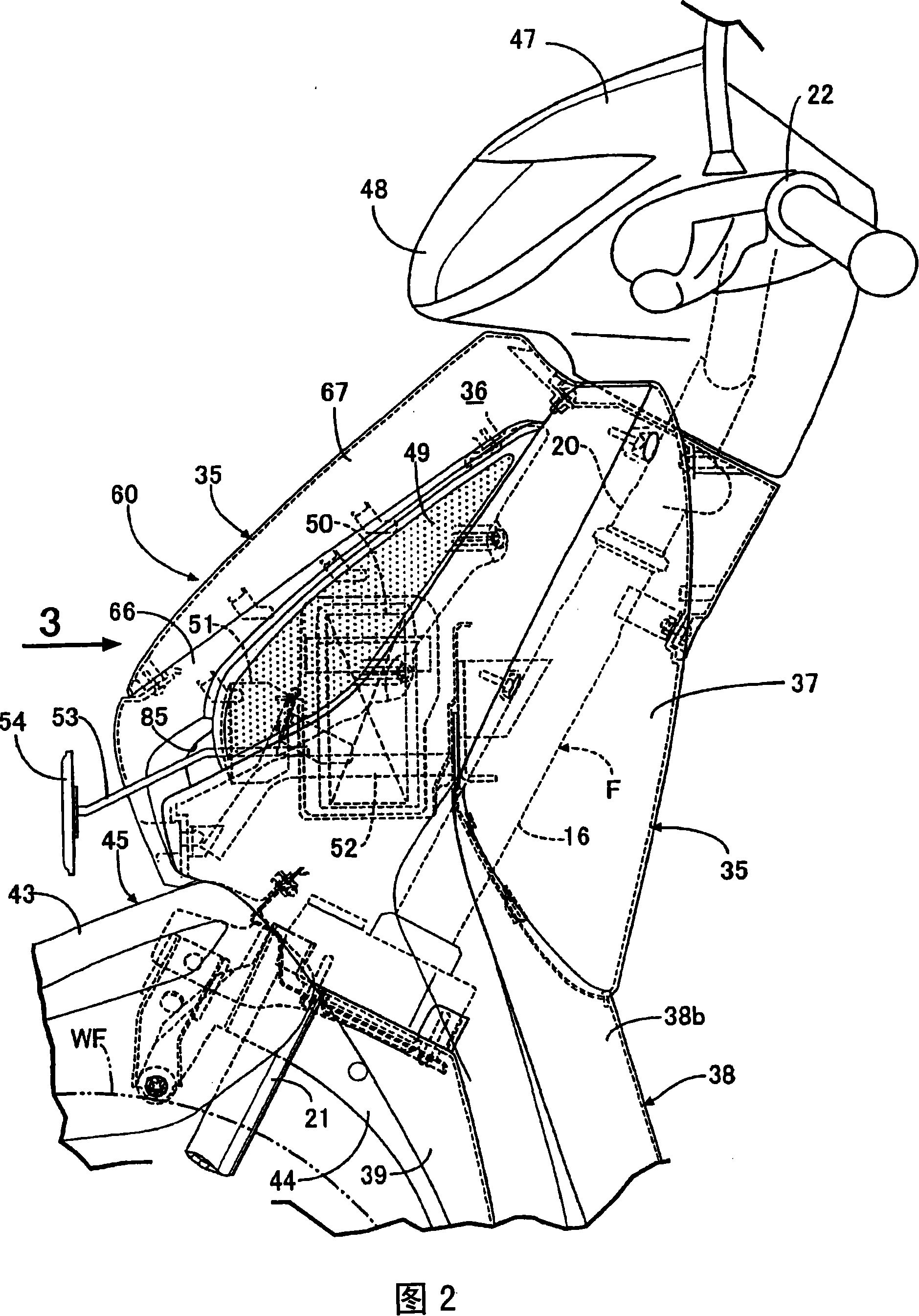 Foreside bodywork cover structure of motorcycle