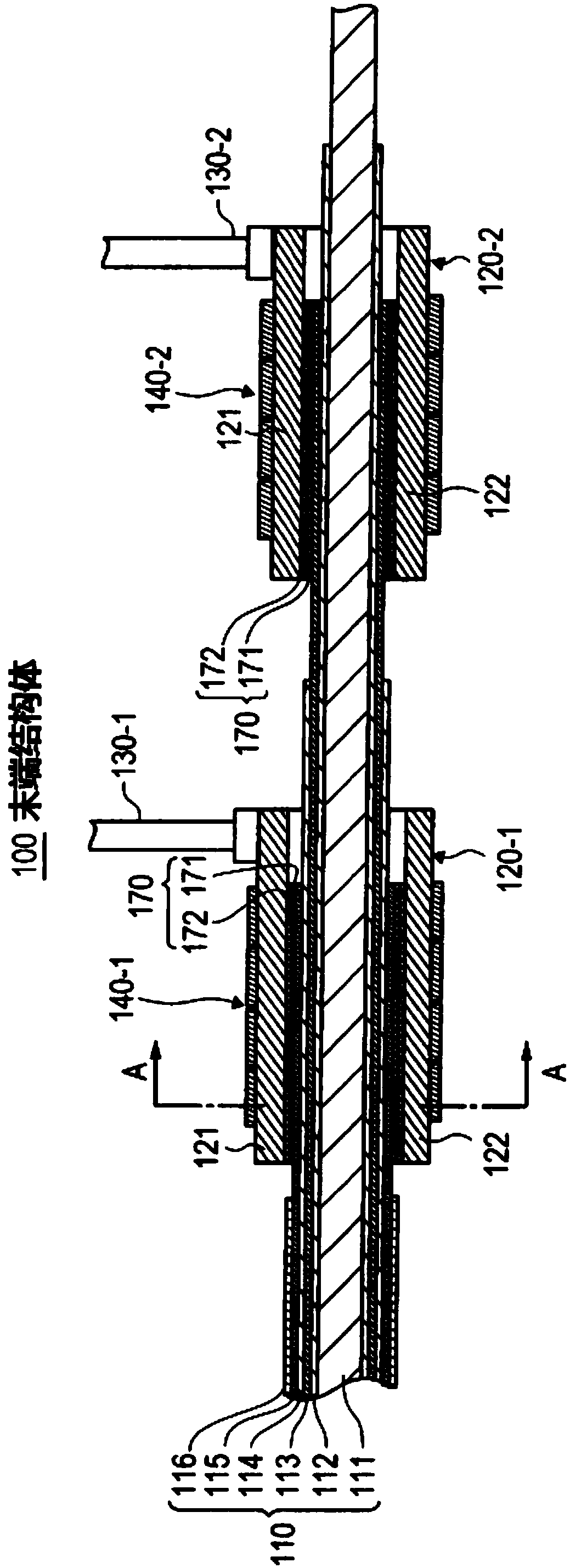 Terminal structure of superconducting cable and manufacturing method thereof