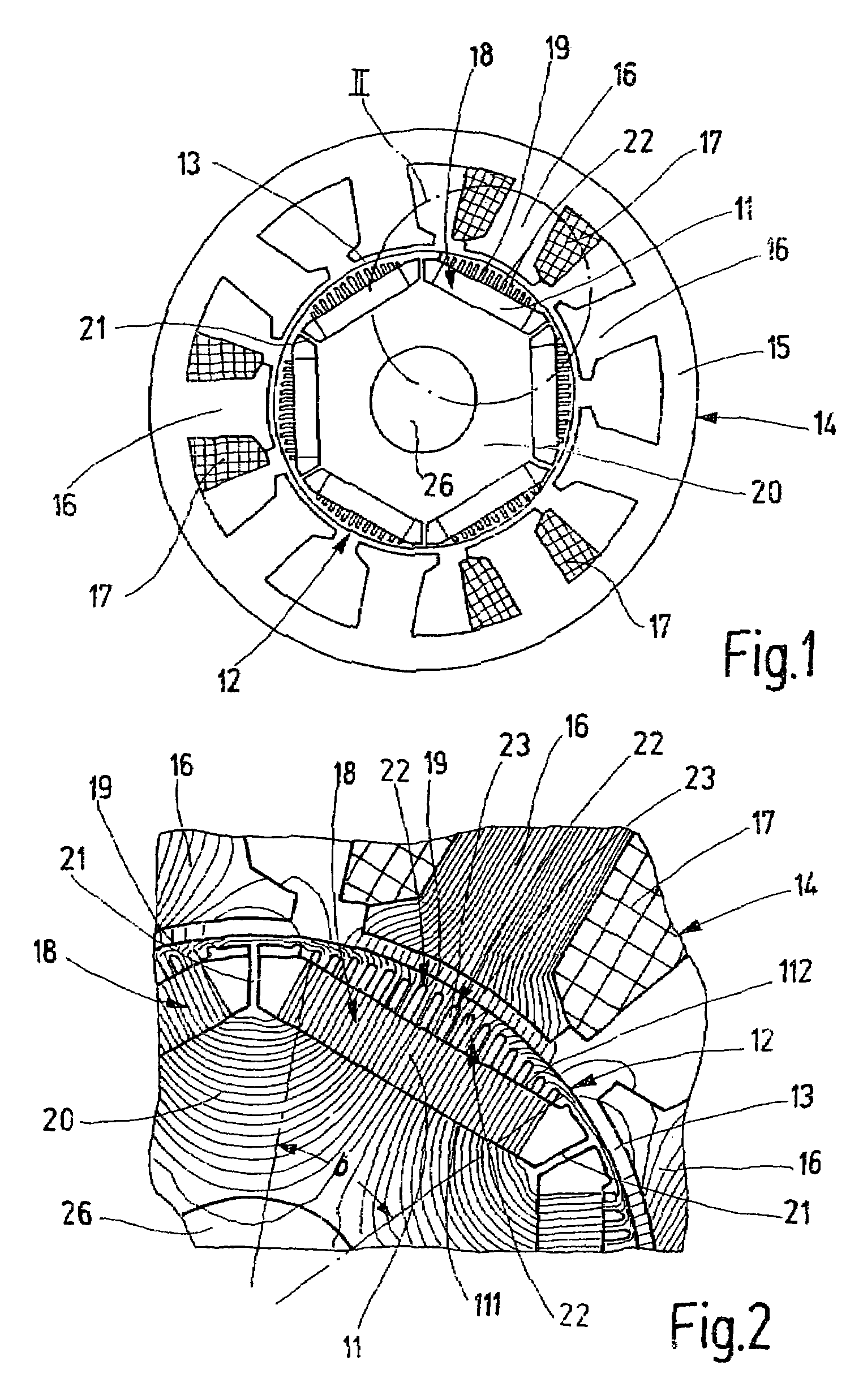 Electric machine, in particular brushless synchronous motor