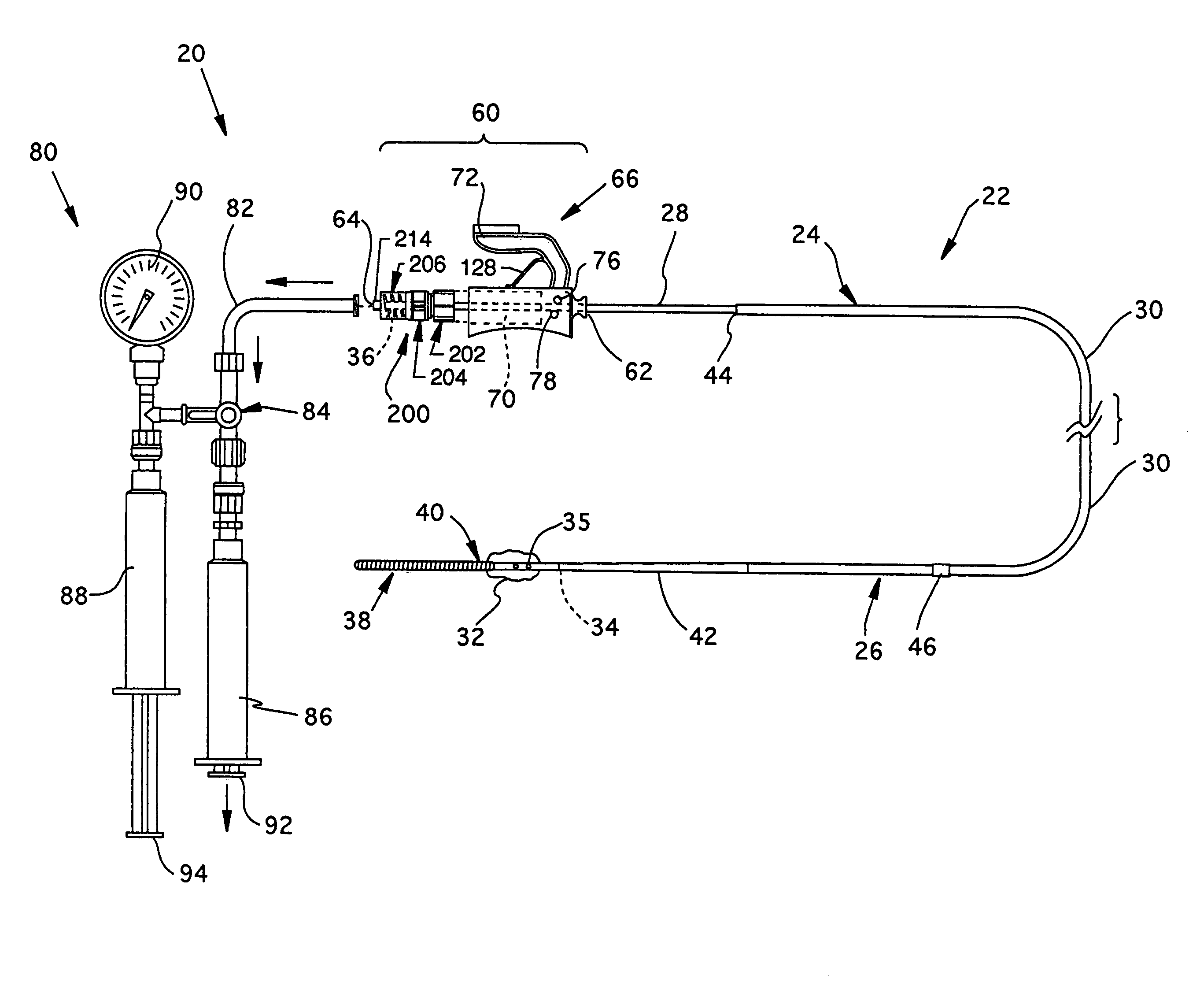 Gas inflation/evacuation system and sealing system incorporating a compression sealing mechanism for guidewire assembly having occlusive device