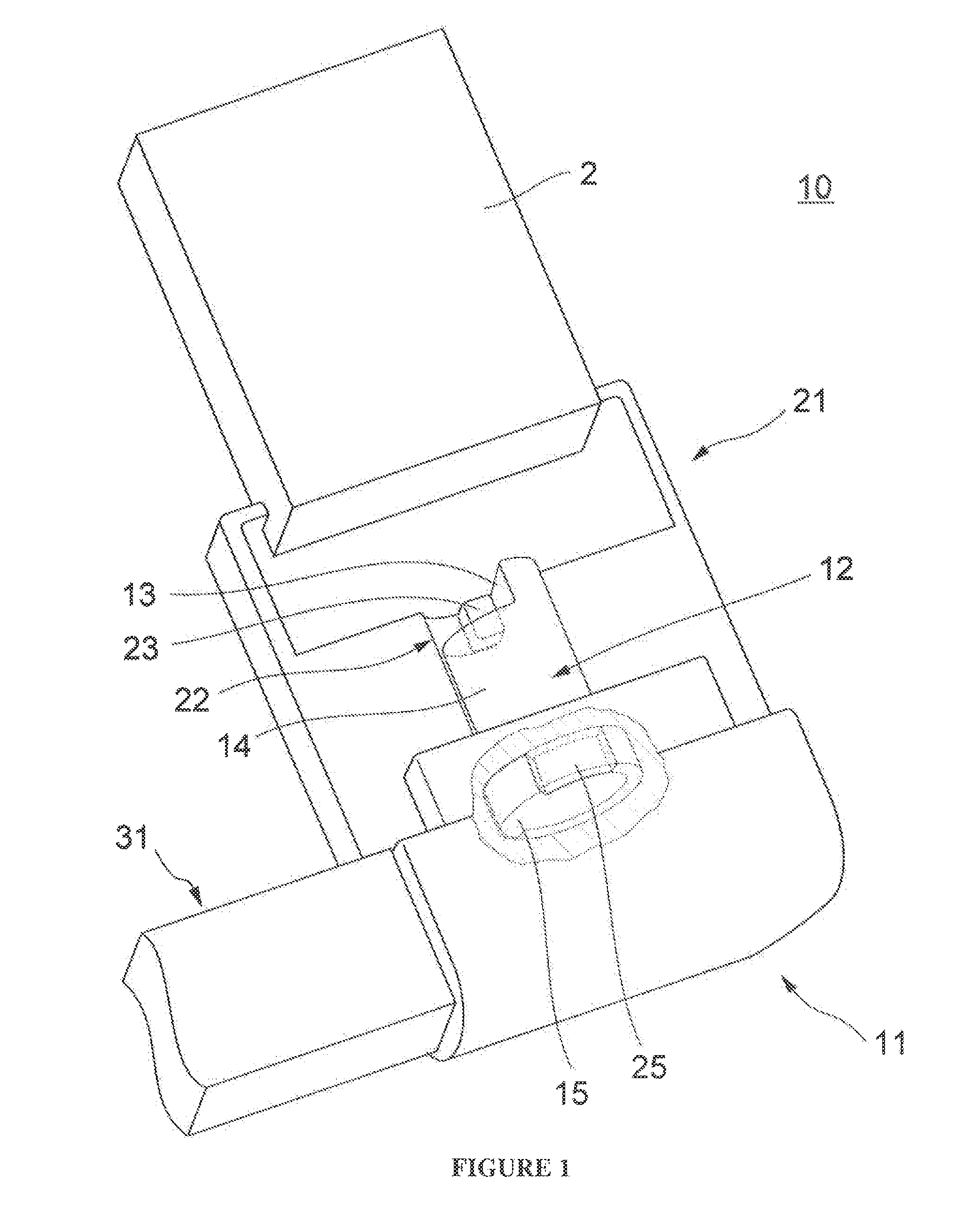 Peripheral device with limited relative angular movement