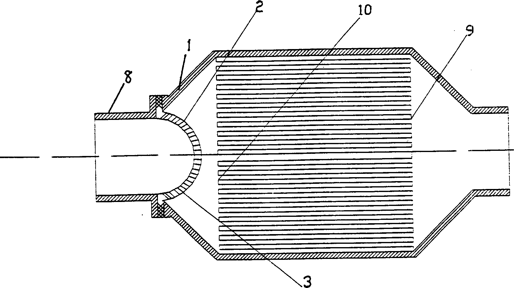 Spherical honeycomb board-based automobile tail gas catalyzing unit