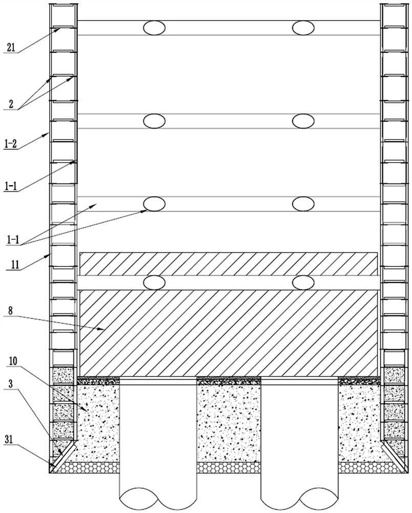 Weir-mold integrated double-wall steel cofferdam with vertical hidden enclosing purlins