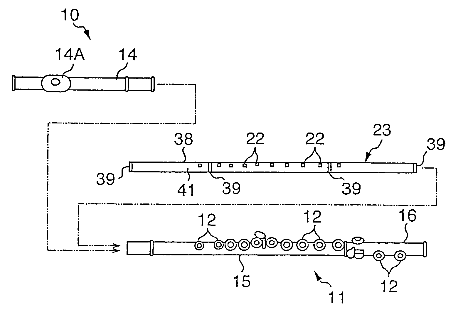 Electric wind instrument and key detection structure thereof