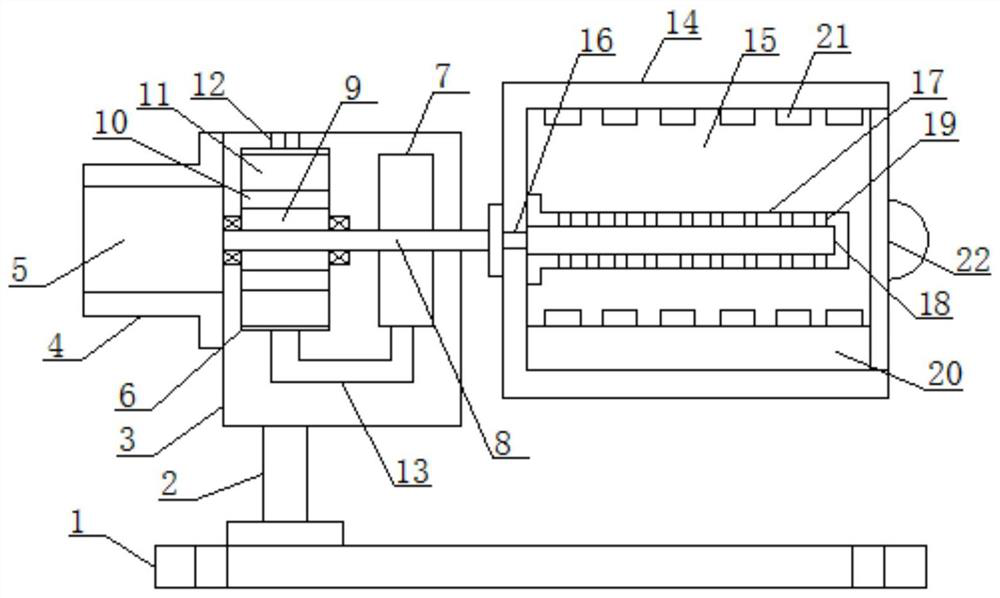 A raw material mixing and stirring device for snail mud production