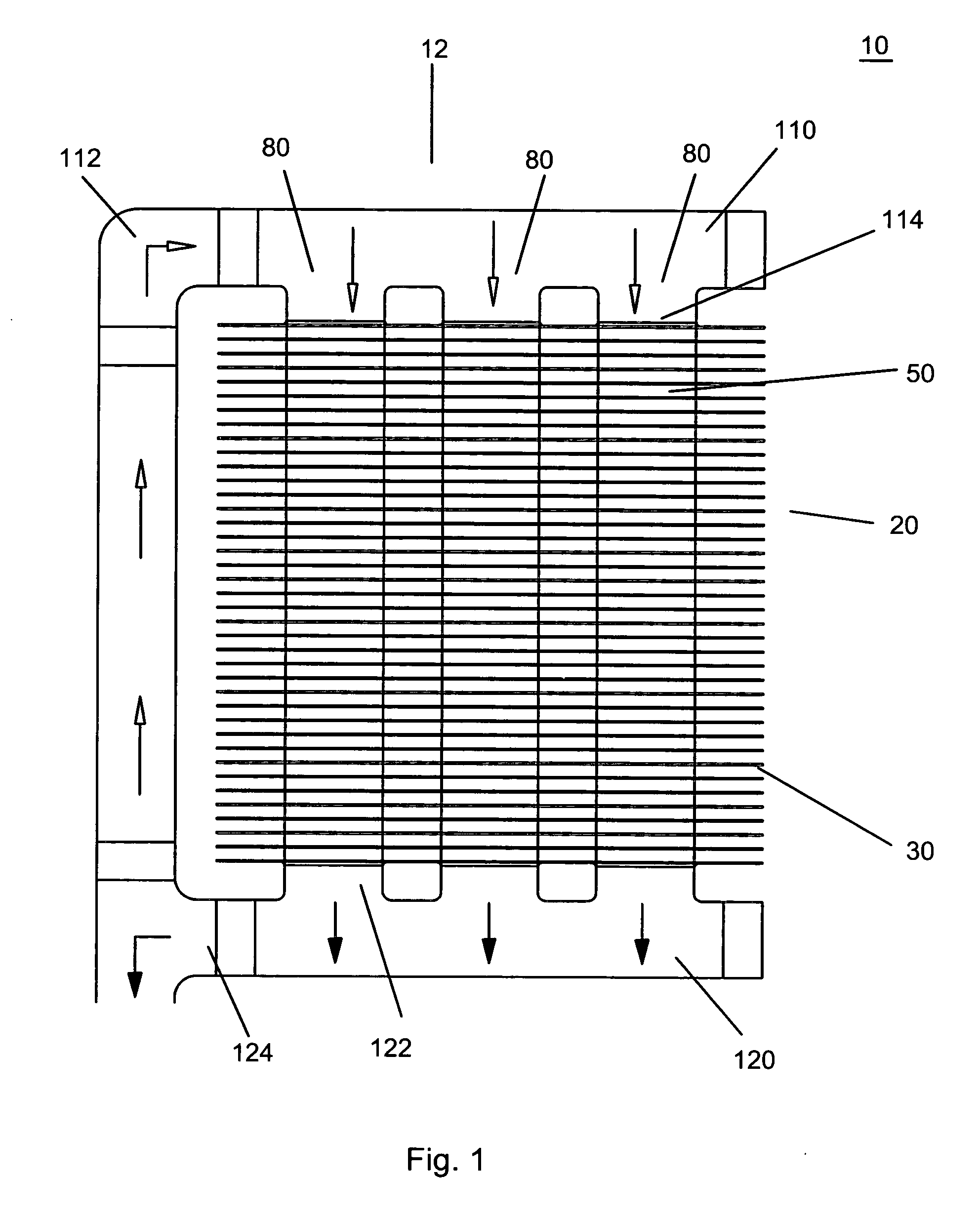 Blade-thru condenser and heat dissipation system thereof