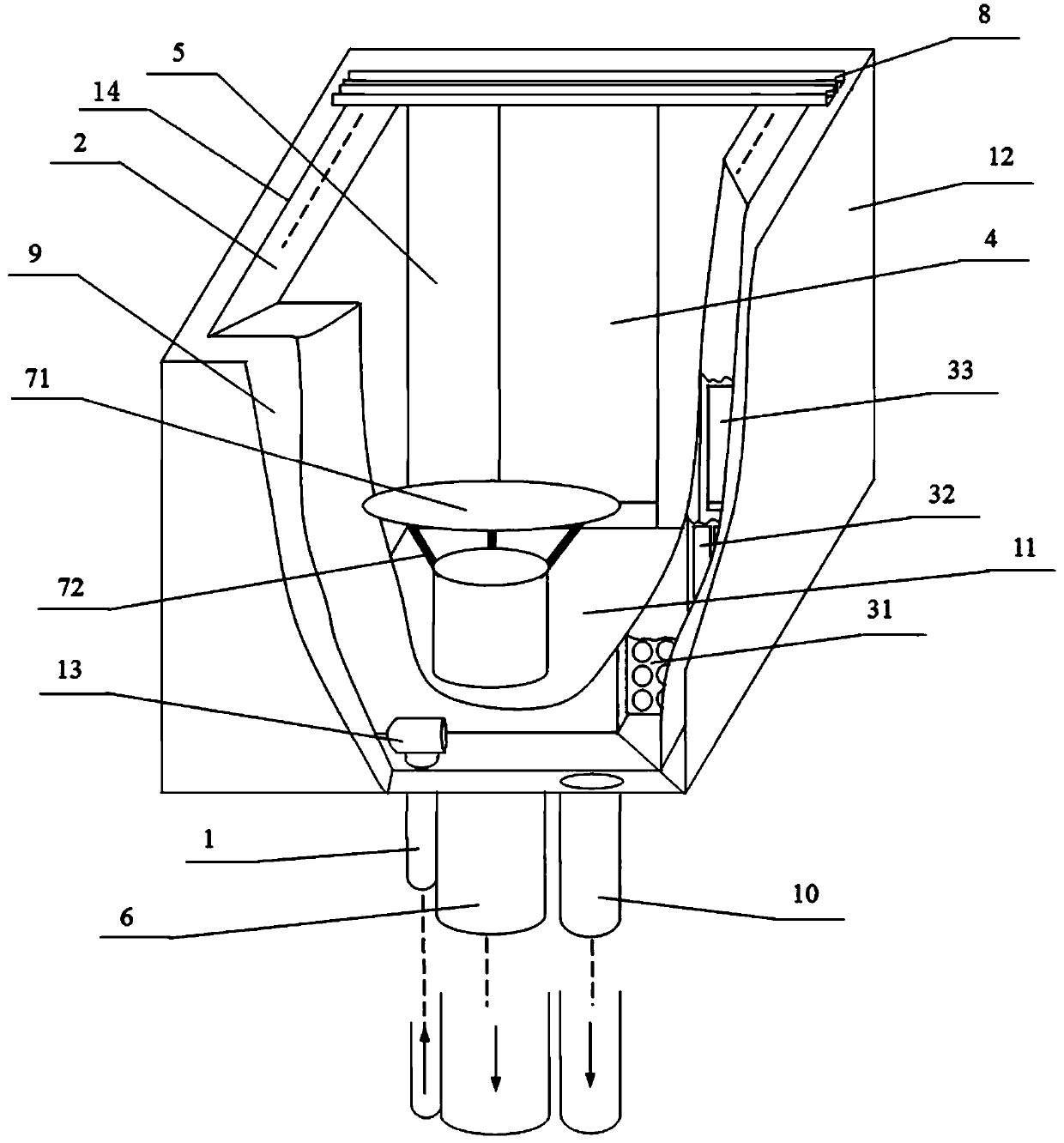 A pressure stabilizing device used in a water flow standard device and a stabilizing method thereof