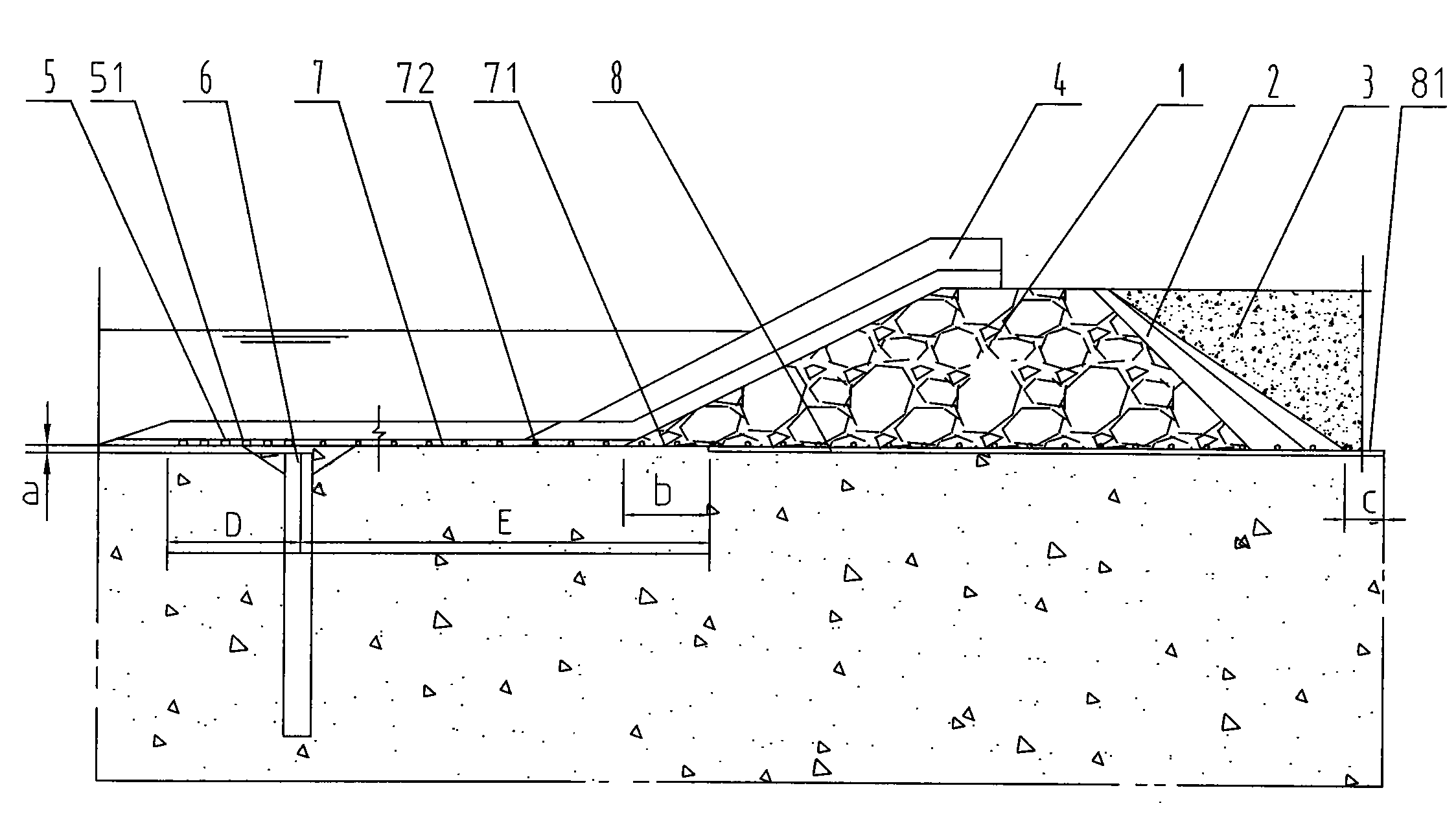 Method for constructing composite river bottom protection with steel sheet piles and soft mattresses for artificial island