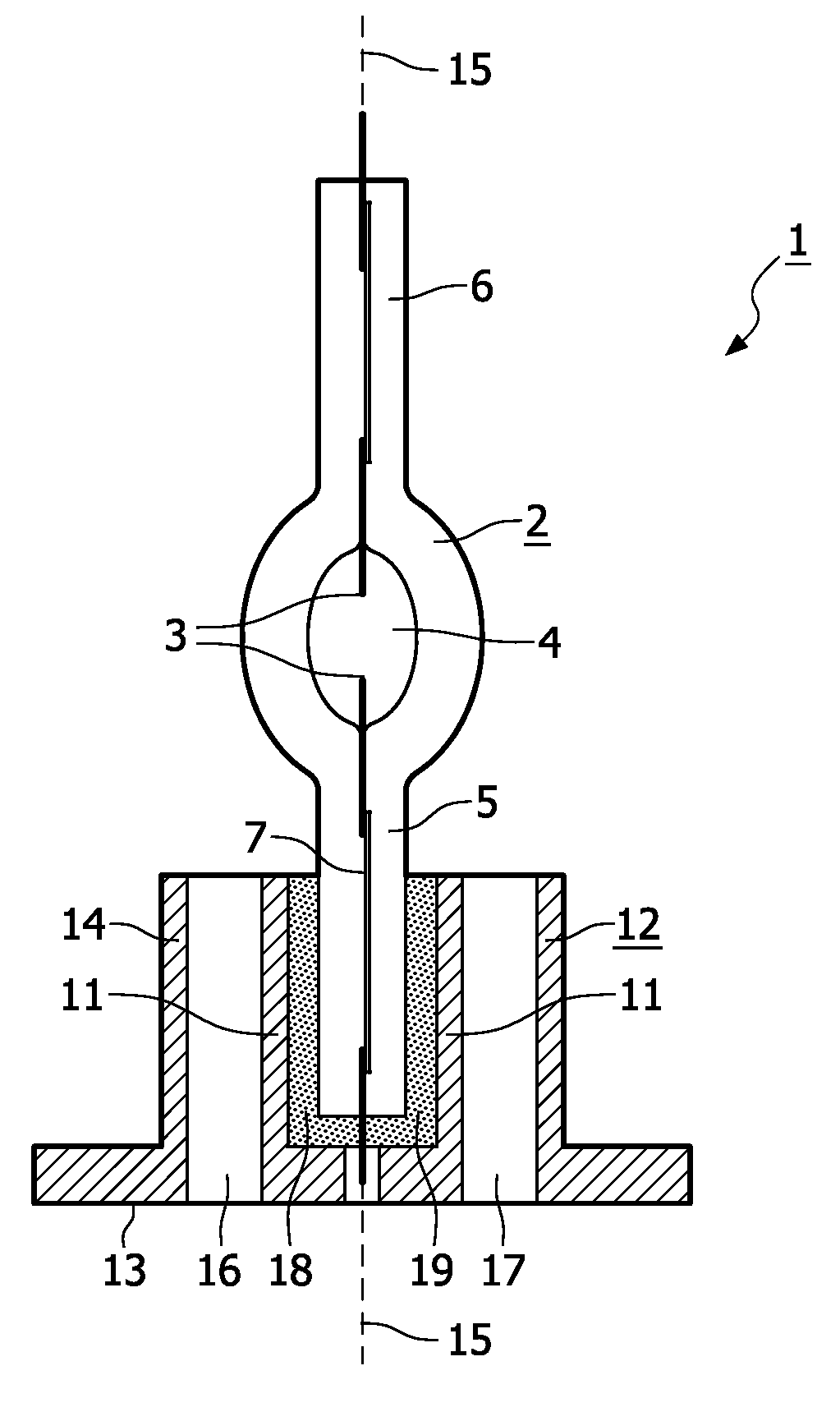 Socketed high pressure gas discharge lamp