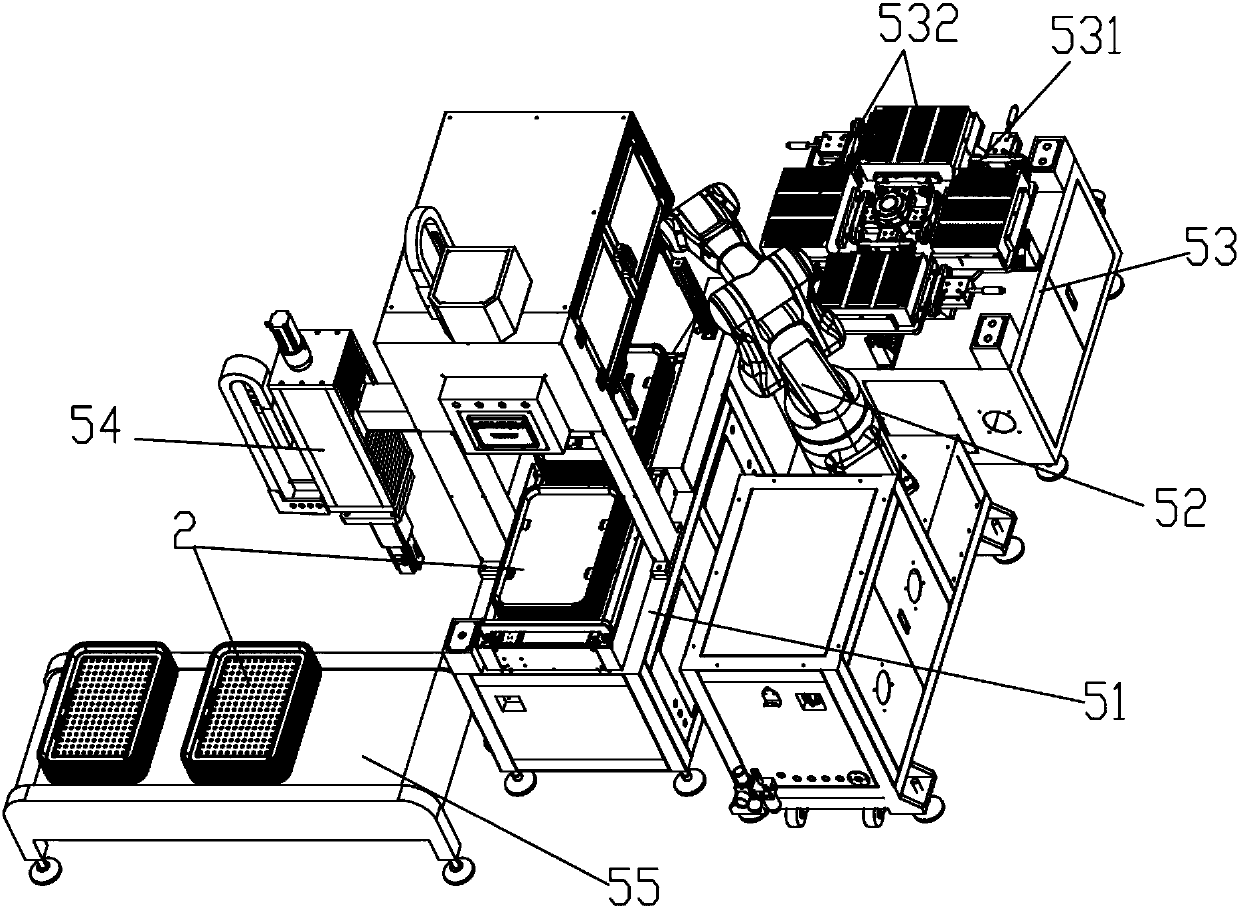Intelligent production line for searching positions and inserting mobile phone touch screens in cages
