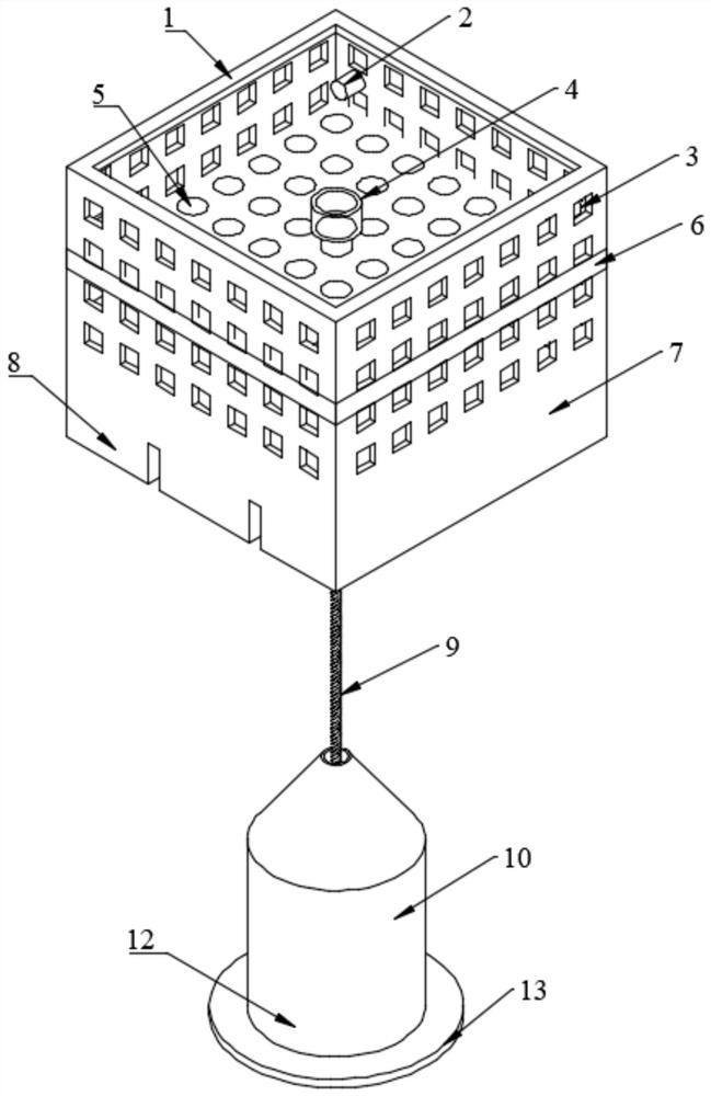 A pontoon-type coral seabed cultivation device beneficial to coral growth powered by waves