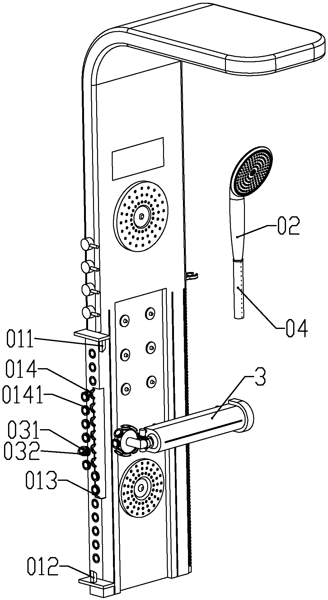 Wall-mounted shower panel