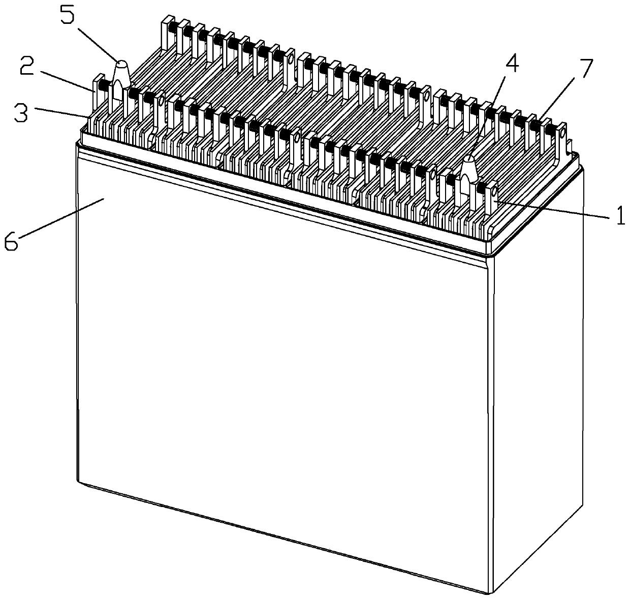 Welding-free storage battery busbar structure and manufacturing process thereof