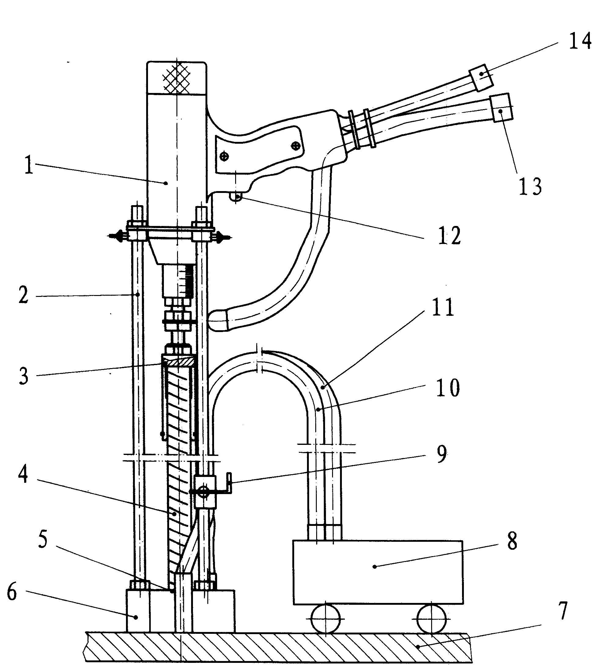 Buried arc stud welding machine and operation method thereof