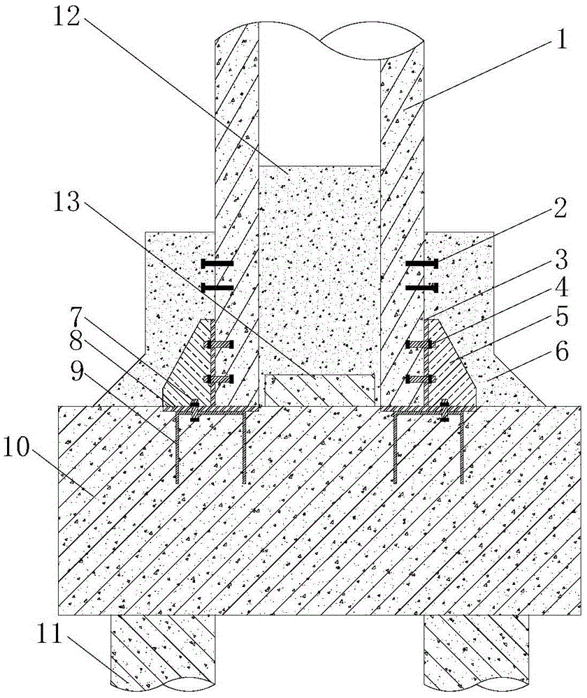 A bridge prefabricated hollow pier post-cast connection structure and construction method