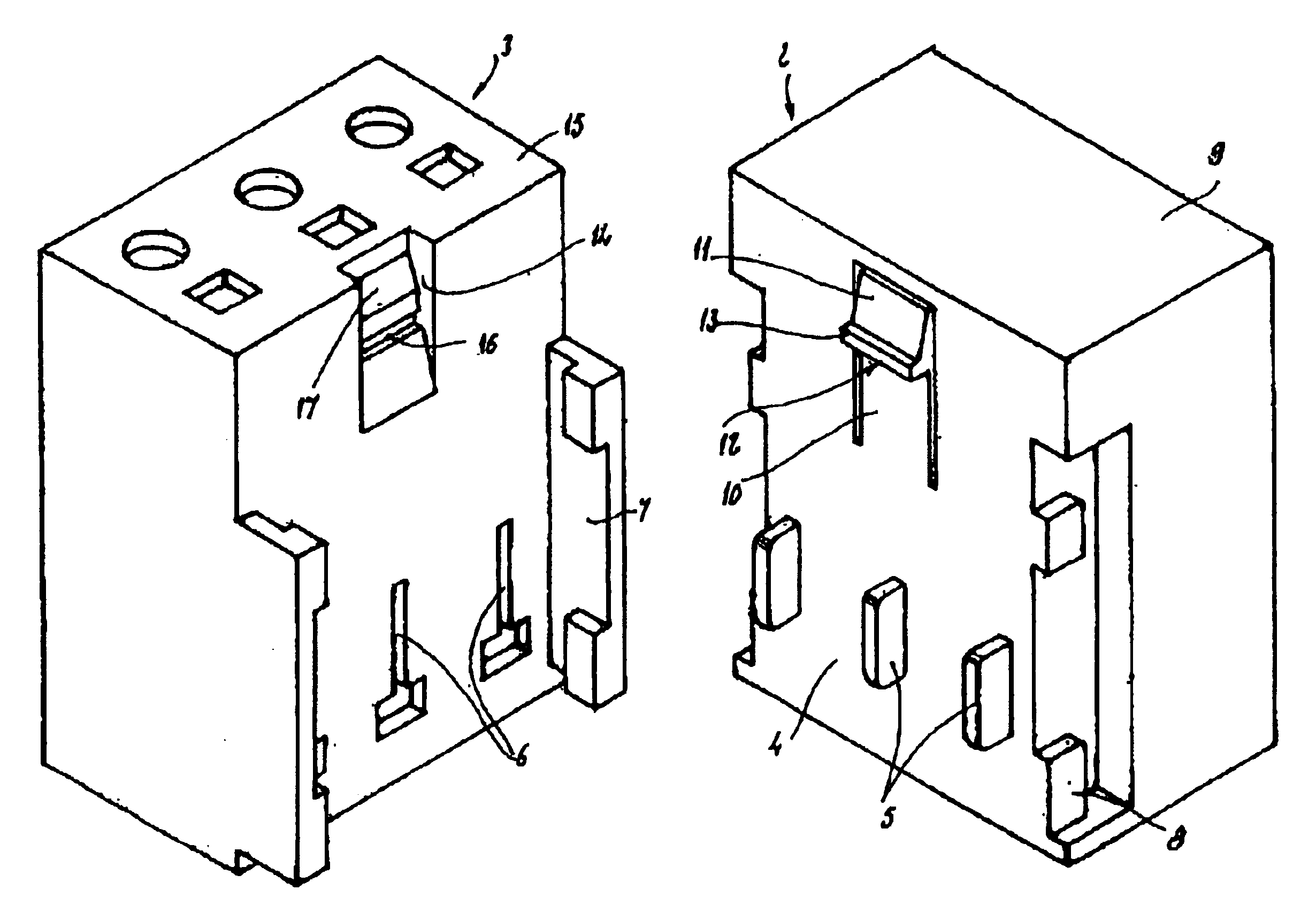 Connection device for an electronic box