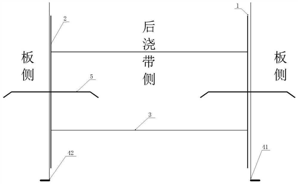 Post-cast strip plugging structure and construction method thereof